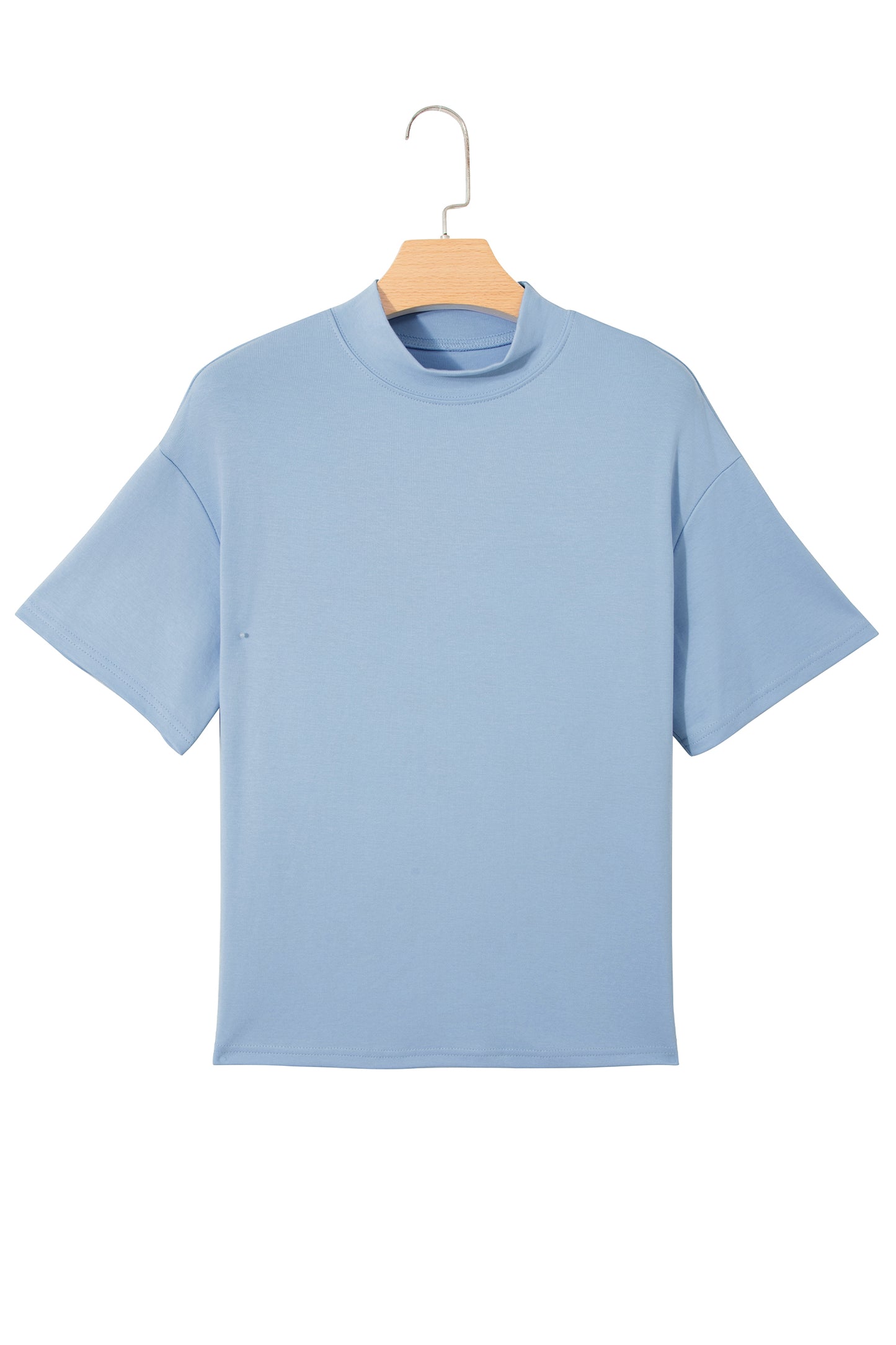 Pink Solid Color High Neck Oversize Tee-Tops/Tops & Tees-[Adult]-[Female]-2022 Online Blue Zone Planet