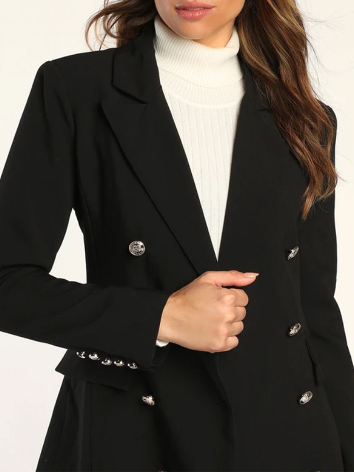 Blue Zone Planet | Lapel Collar Long Sleeve Blazer-TOPS / DRESSES-[Adult]-[Female]-2022 Online Blue Zone Planet