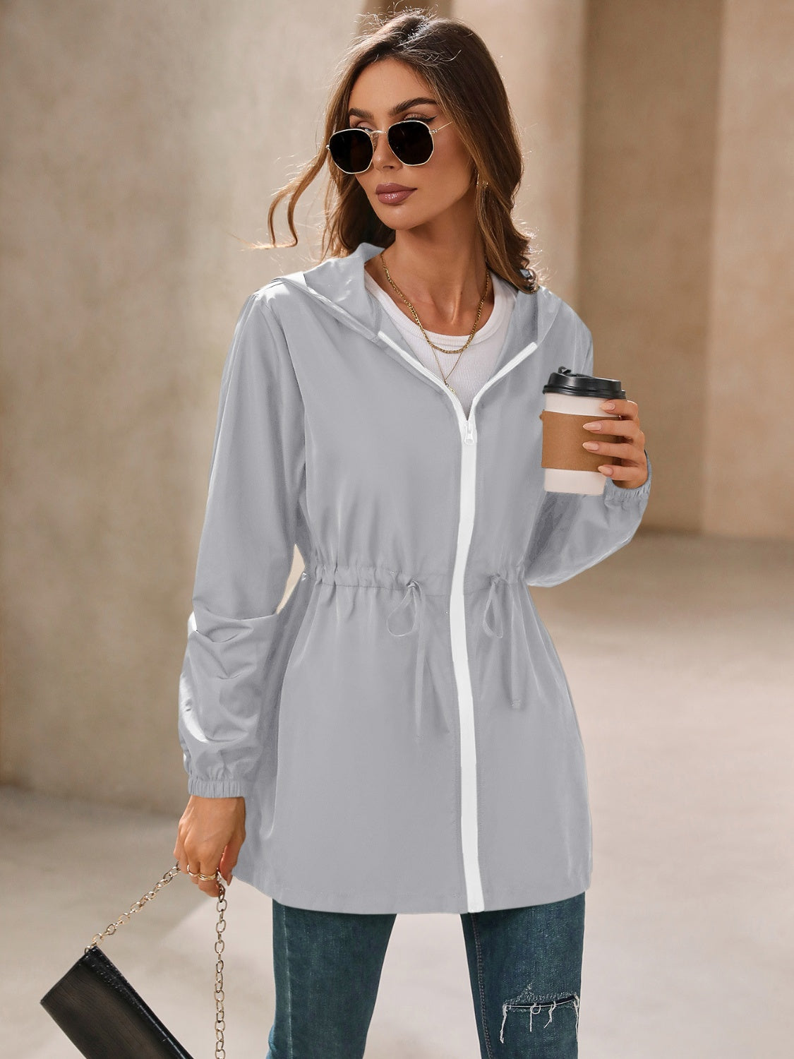 Zip Up Long Sleeve Hooded Jacket-TOPS / DRESSES-[Adult]-[Female]-2022 Online Blue Zone Planet