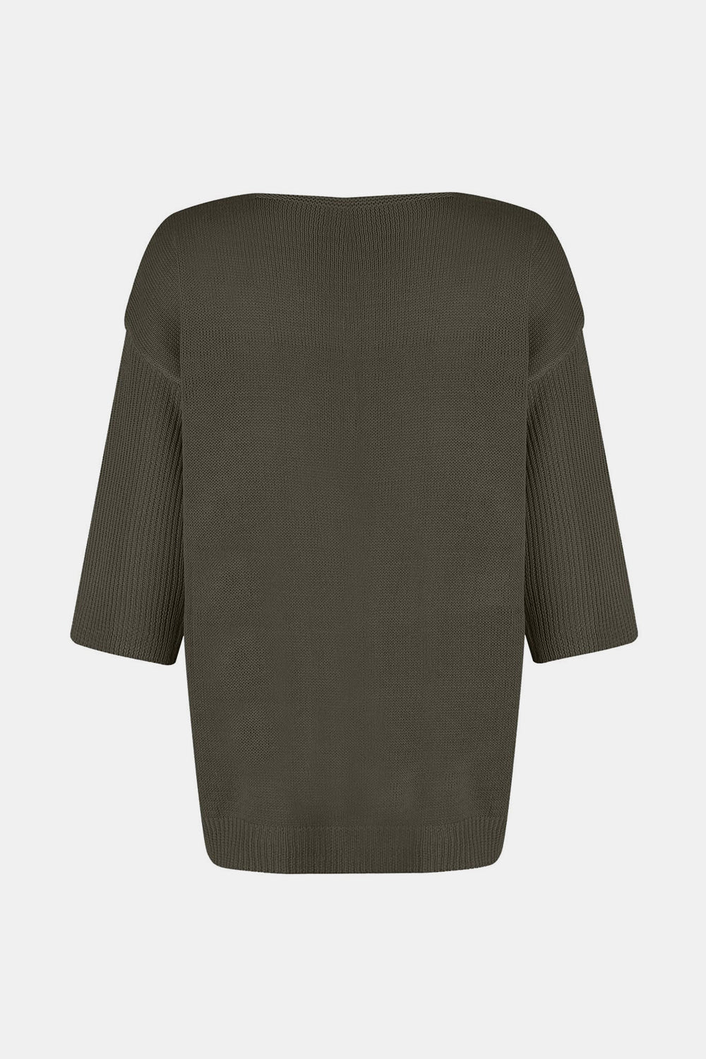 V-Neck Three-Quarter Sleeve Knit Top-TOPS / DRESSES-[Adult]-[Female]-2022 Online Blue Zone Planet
