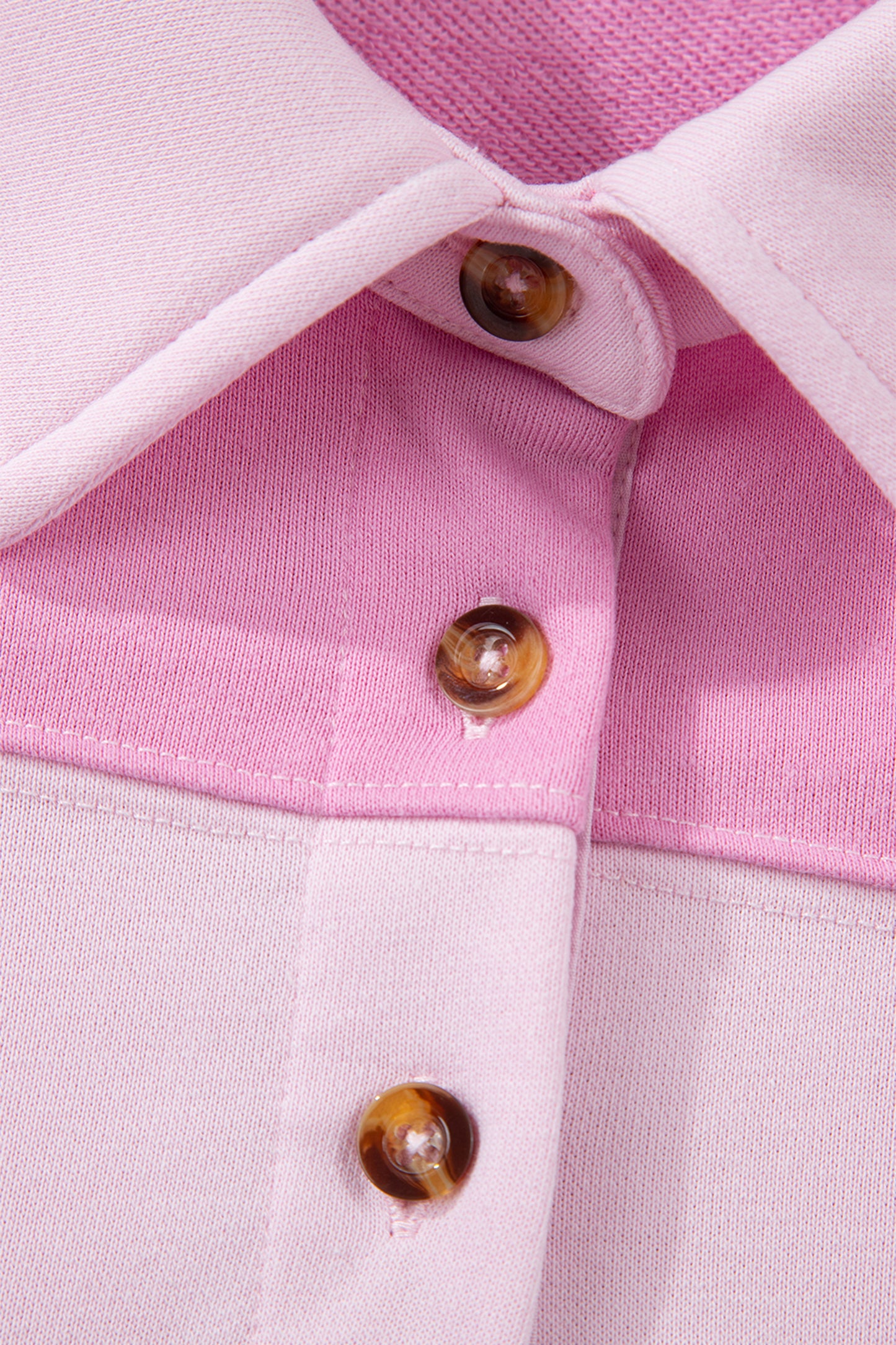 Pink Raw Seam Color Block Patchwork Button Polo Collar Mini Dress-TOPS / DRESSES-[Adult]-[Female]-2022 Online Blue Zone Planet