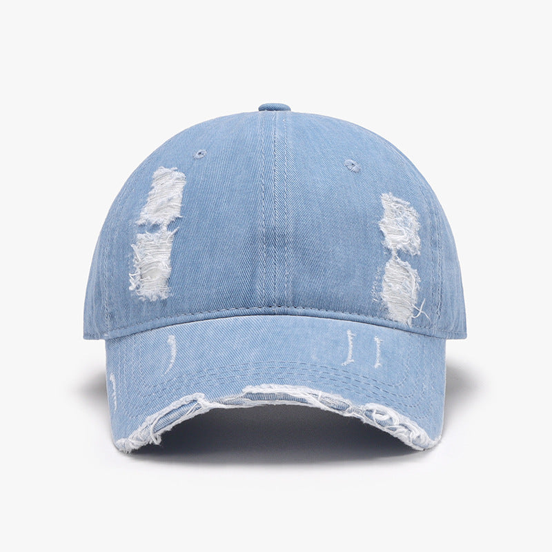 Blue Zone Planet | Distressed Adjustable Cotton Baseball Cap-TOPS / DRESSES-[Adult]-[Female]-Light-One Size-2022 Online Blue Zone Planet