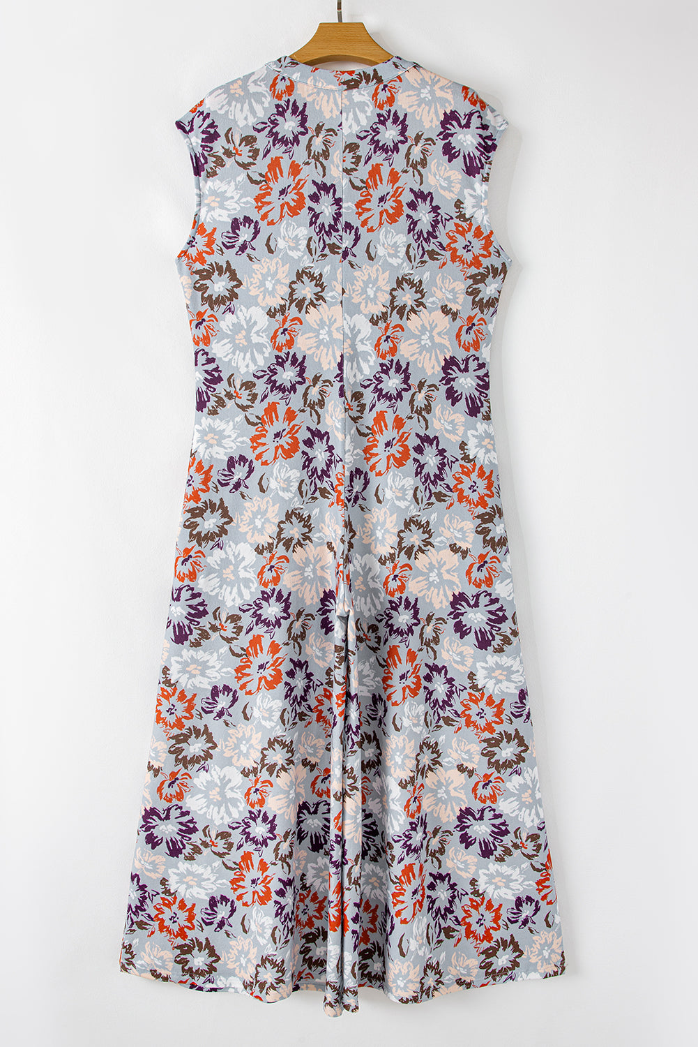 Sky Blue Floral Sleeveless Pocketed Wide Leg Jumpsuit-Jumpsuits-[Adult]-[Female]-2022 Online Blue Zone Planet