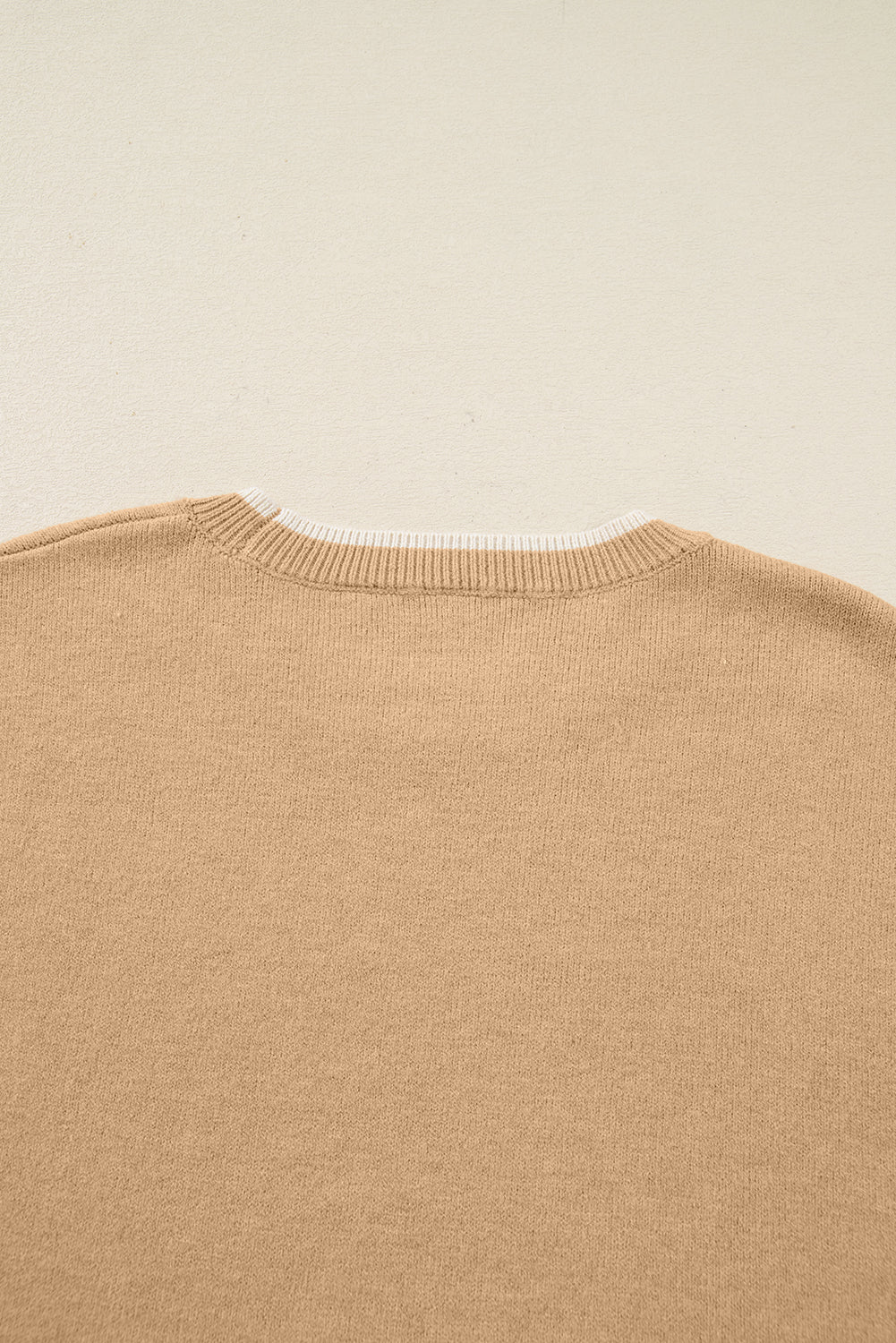 Tan Plus Size Leopard Bow Decor Split Cuffs Loose Sweater-Plus Size/Plus Size Sweaters & Cardigans-[Adult]-[Female]-2022 Online Blue Zone Planet