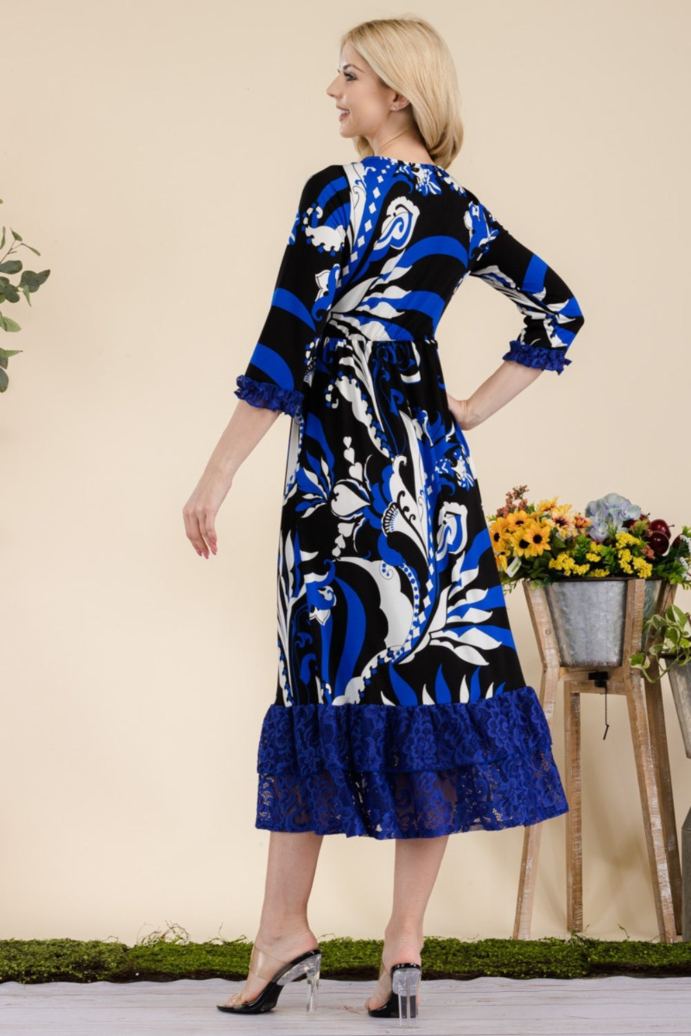 Celeste Full Size Paisley Print Lace Ruffled Midi Dress-TOPS / DRESSES-[Adult]-[Female]-2022 Online Blue Zone Planet