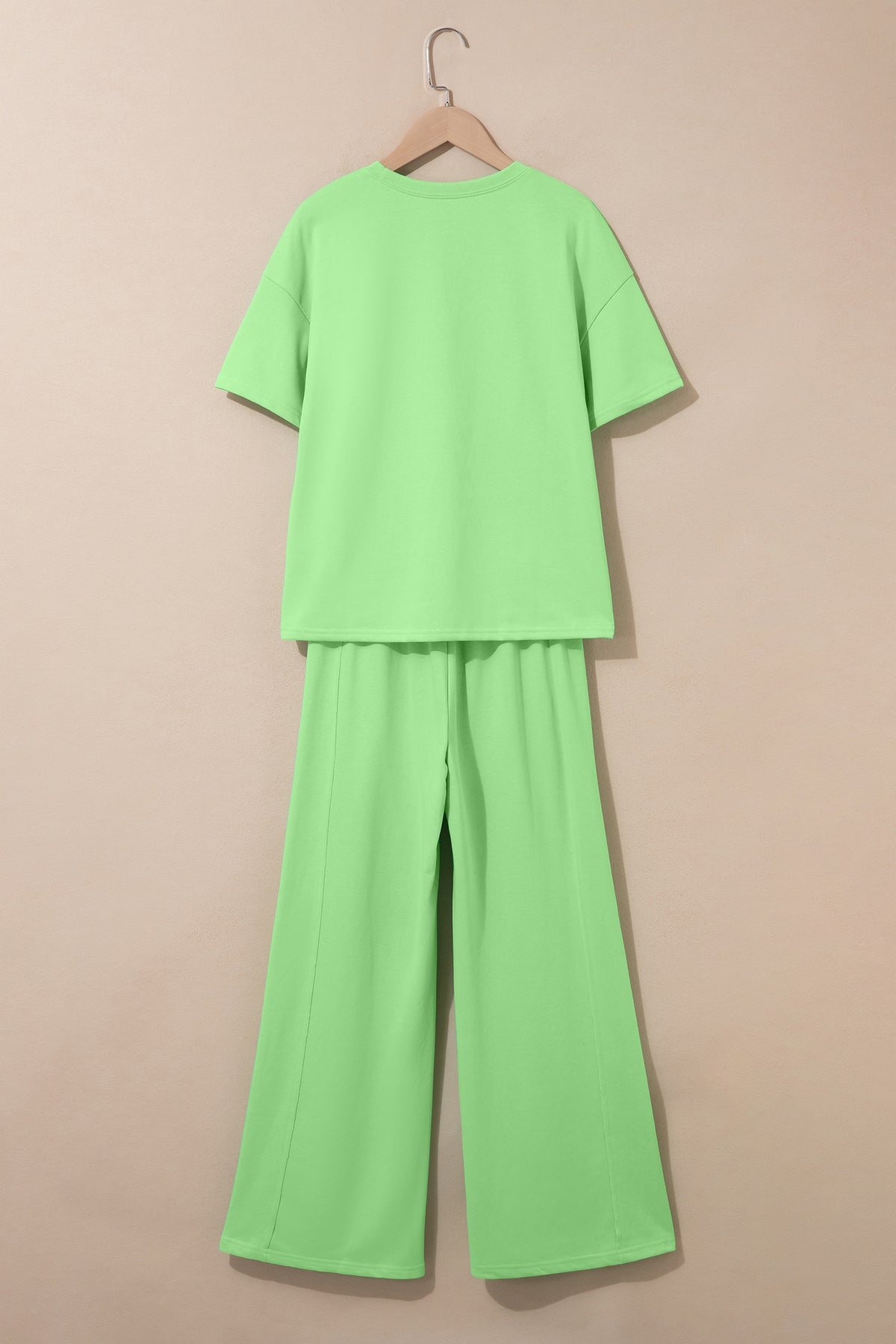 Green Solid Cover Oversize Tee Pocketed Casual Pants 2pcs Outfit-Two Piece Sets/Pant Sets-[Adult]-[Female]-2022 Online Blue Zone Planet