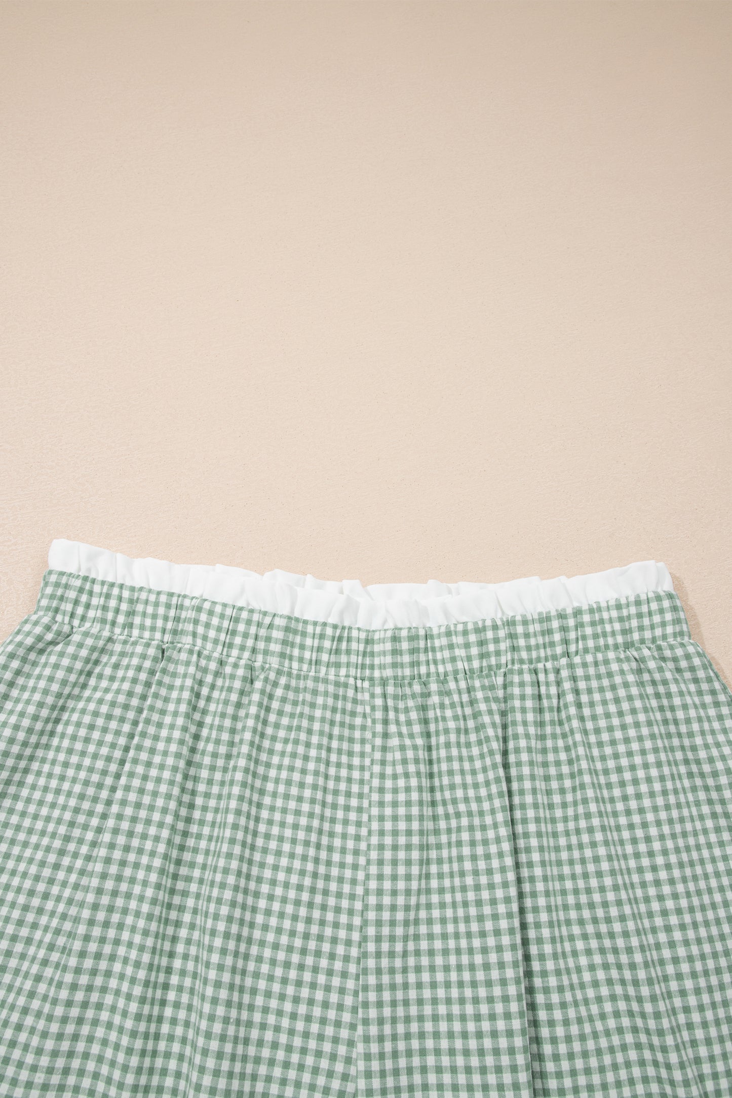 Green Contrast Trim Plaid Print Plus Size Shorts-Plus Size/Plus Size Bottoms-[Adult]-[Female]-2022 Online Blue Zone Planet