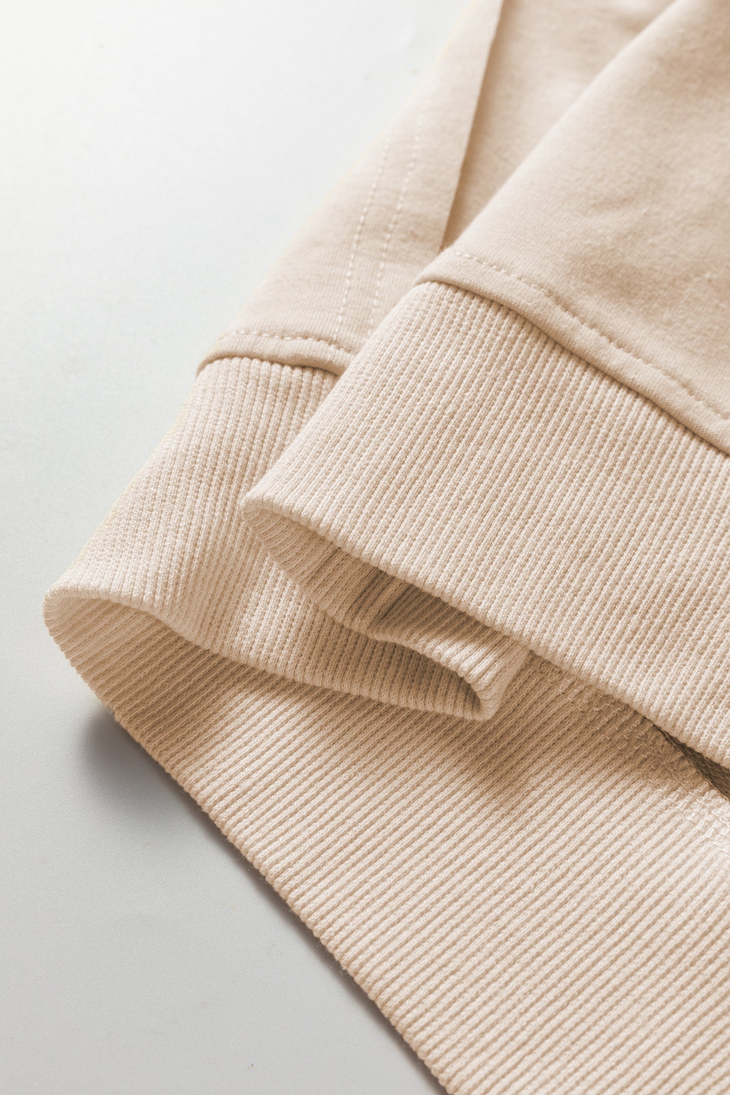 Beige Flower Patched Mineral Wash Round Neck Plus Size Top-Plus Size/Plus Size Tops/Plus Size Long Sleeve Tops-[Adult]-[Female]-2022 Online Blue Zone Planet