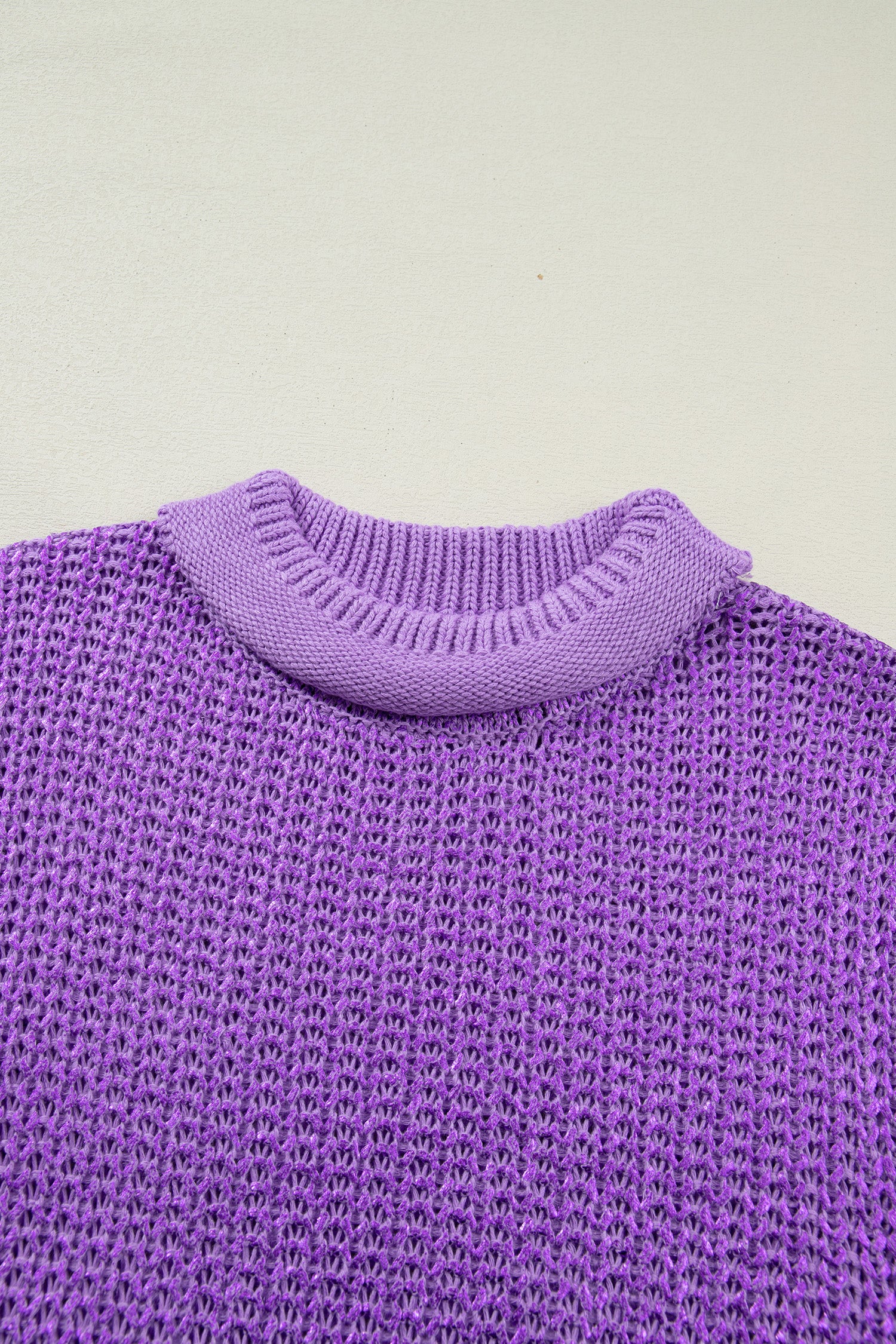Wisteria Solid Color Knit High Neck Short Sleeve Sweater-TOPS / DRESSES-[Adult]-[Female]-2022 Online Blue Zone Planet
