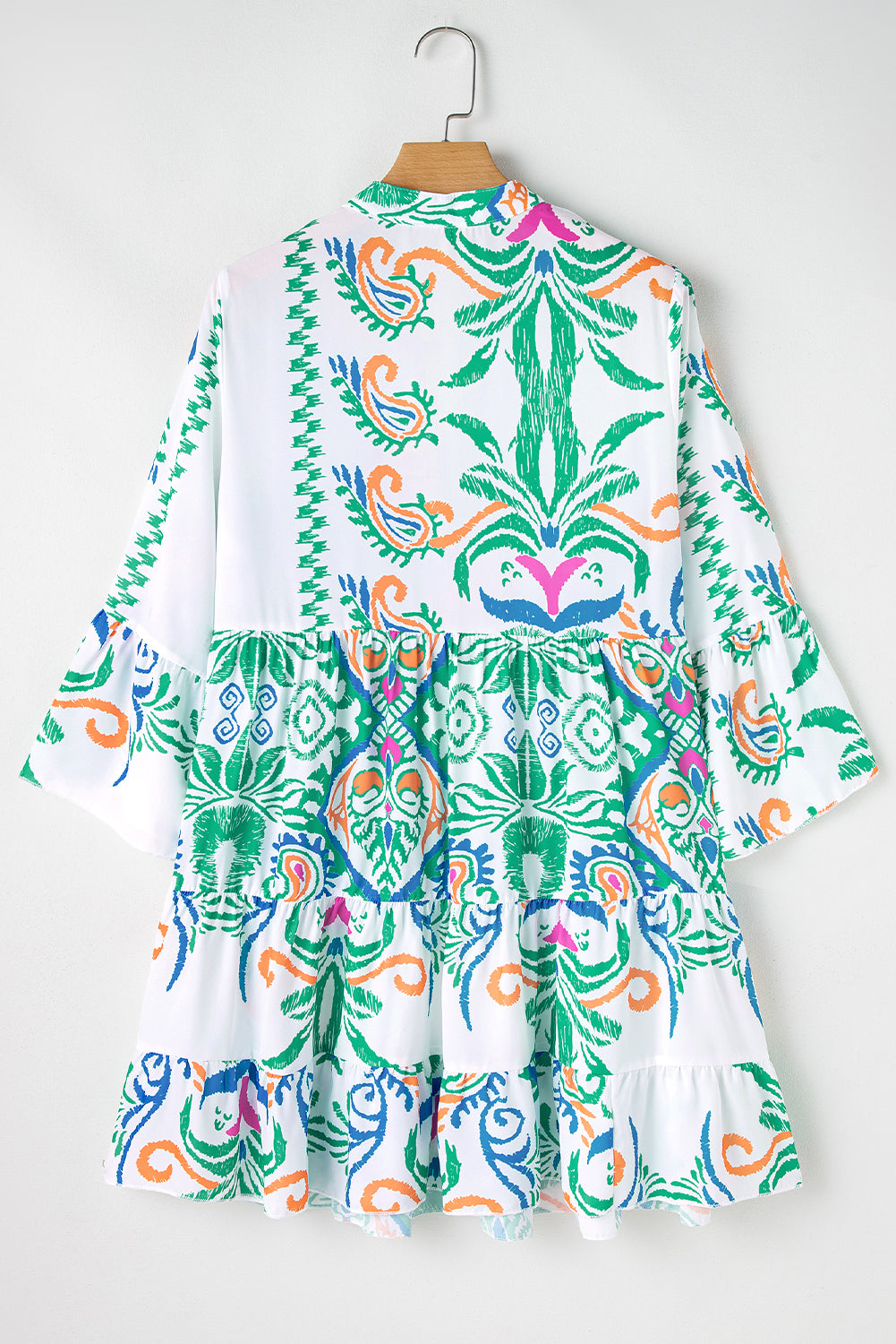 Blue Zone Planet | Green Tribal Bracelet Sleeve Buttoned Mini Dress-Bracelet-[Adult]-[Female]-2022 Online Blue Zone Planet