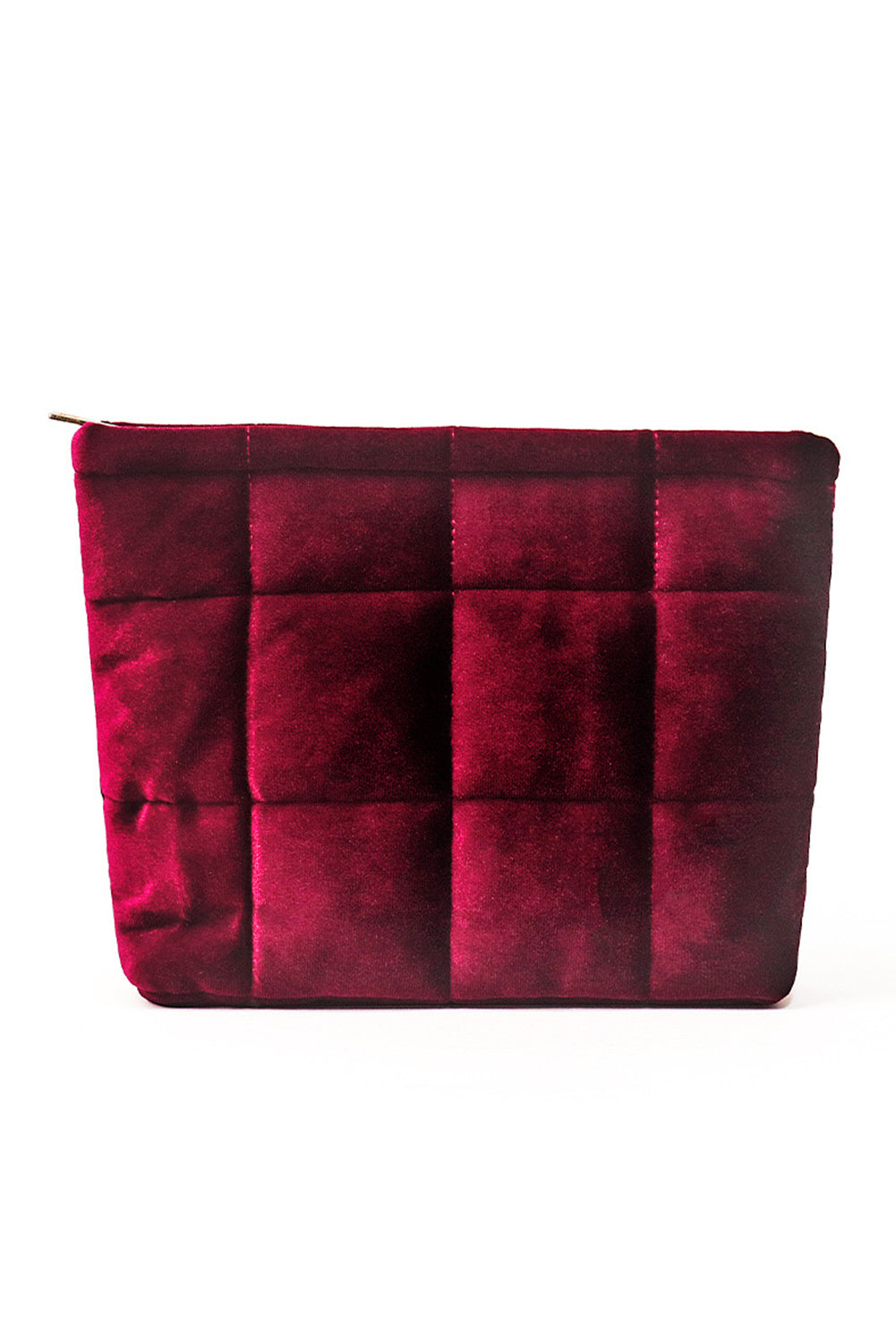 Burgundy Quilted Velour Zipper Makeup Bag-Bags-[Adult]-[Female]-Burgundy-ONE SIZE-2022 Online Blue Zone Planet