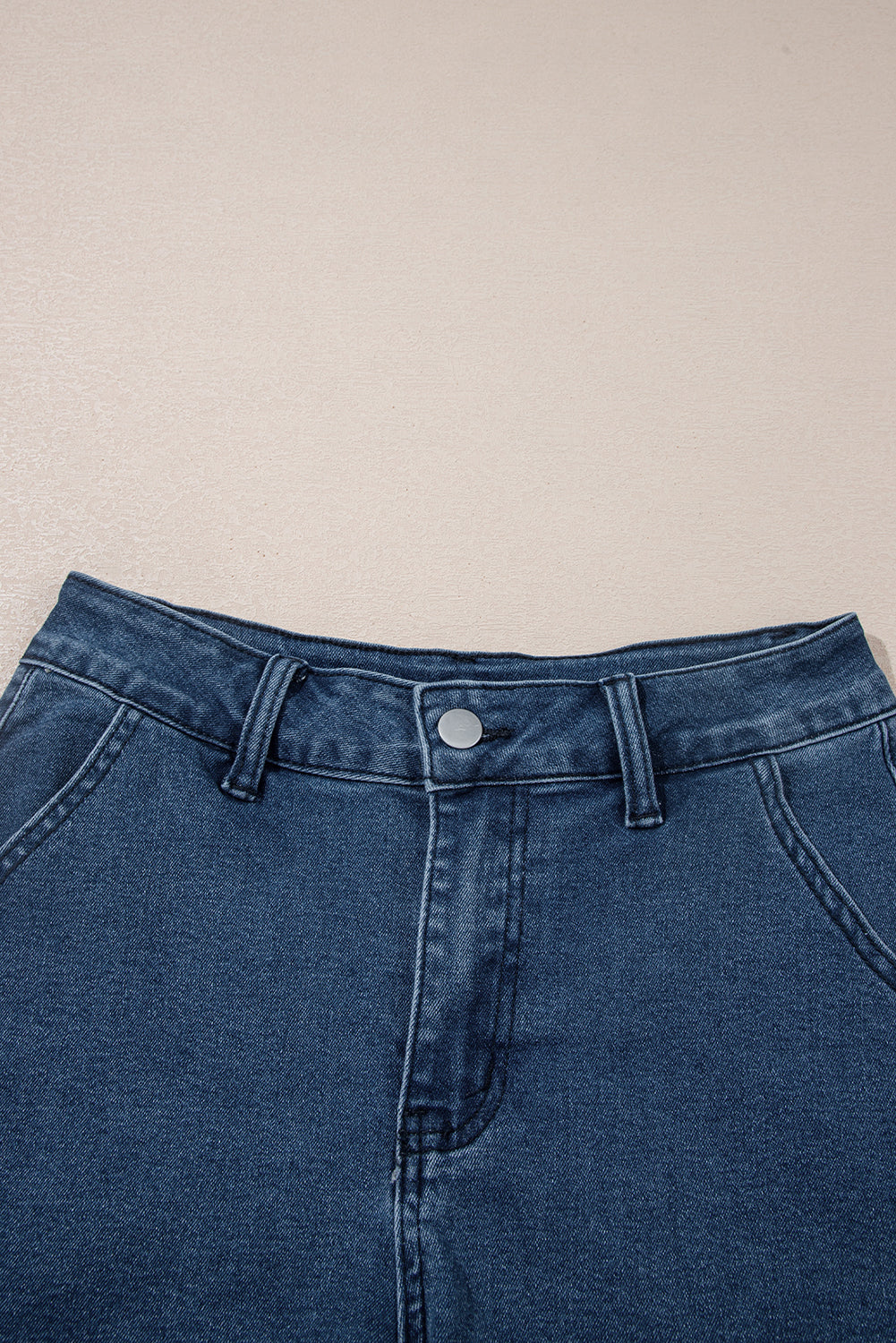 Sail Blue Scalloped Hemline Acid Wash High Waist Denim Shorts-Bottoms/Denim Shorts-[Adult]-[Female]-2022 Online Blue Zone Planet