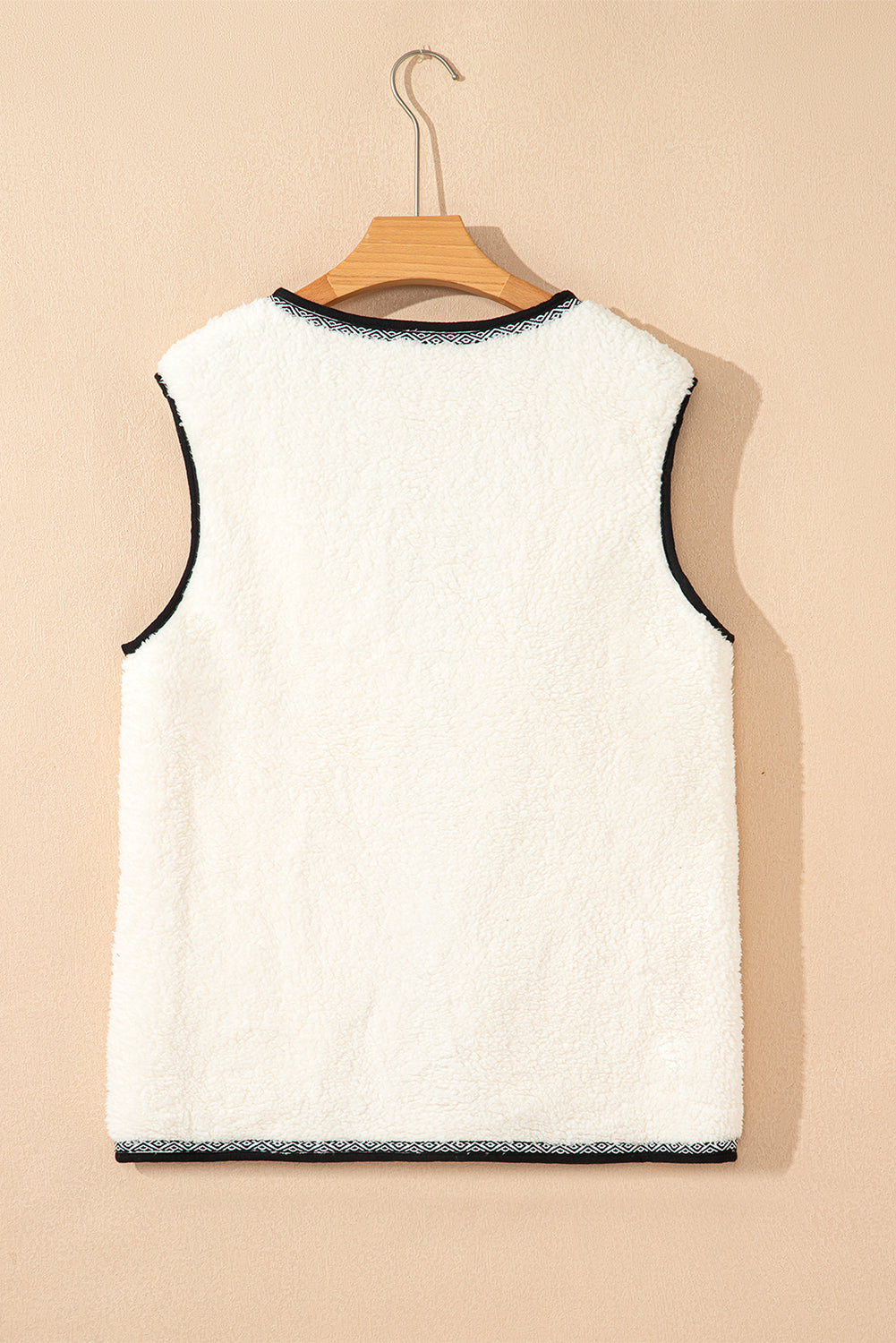 White Sherpa Contrast Trim Patch Pocket Cartridge Toggle Button Vest-Outerwear/Vests-[Adult]-[Female]-2022 Online Blue Zone Planet