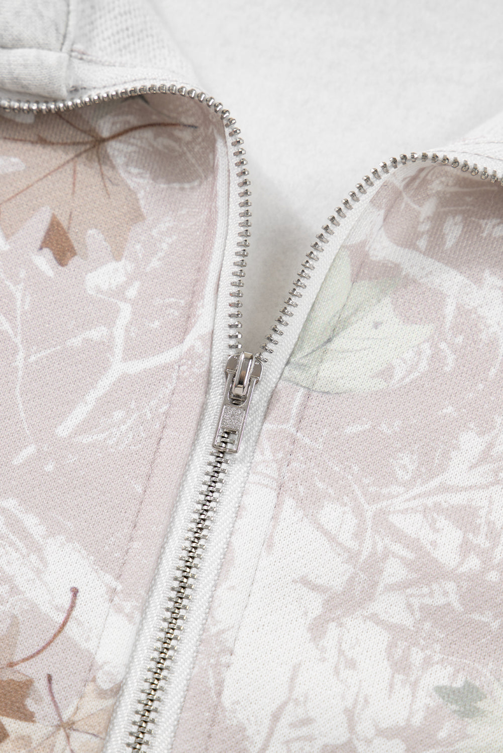 Gray Camo Leaves Patchwork Zipped Collar Pullover Plus Size Sweatshirt-Plus Size/Plus Size Sweatshirts & Hoodies-[Adult]-[Female]-2022 Online Blue Zone Planet