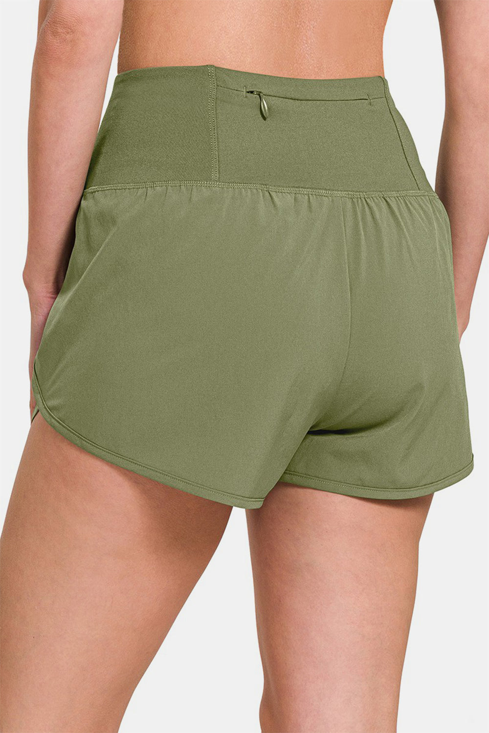 Zenana High-Waisted Zippered Back Pocket Active Shorts-BOTTOMS SIZES SMALL MEDIUM LARGE-[Adult]-[Female]-2022 Online Blue Zone Planet