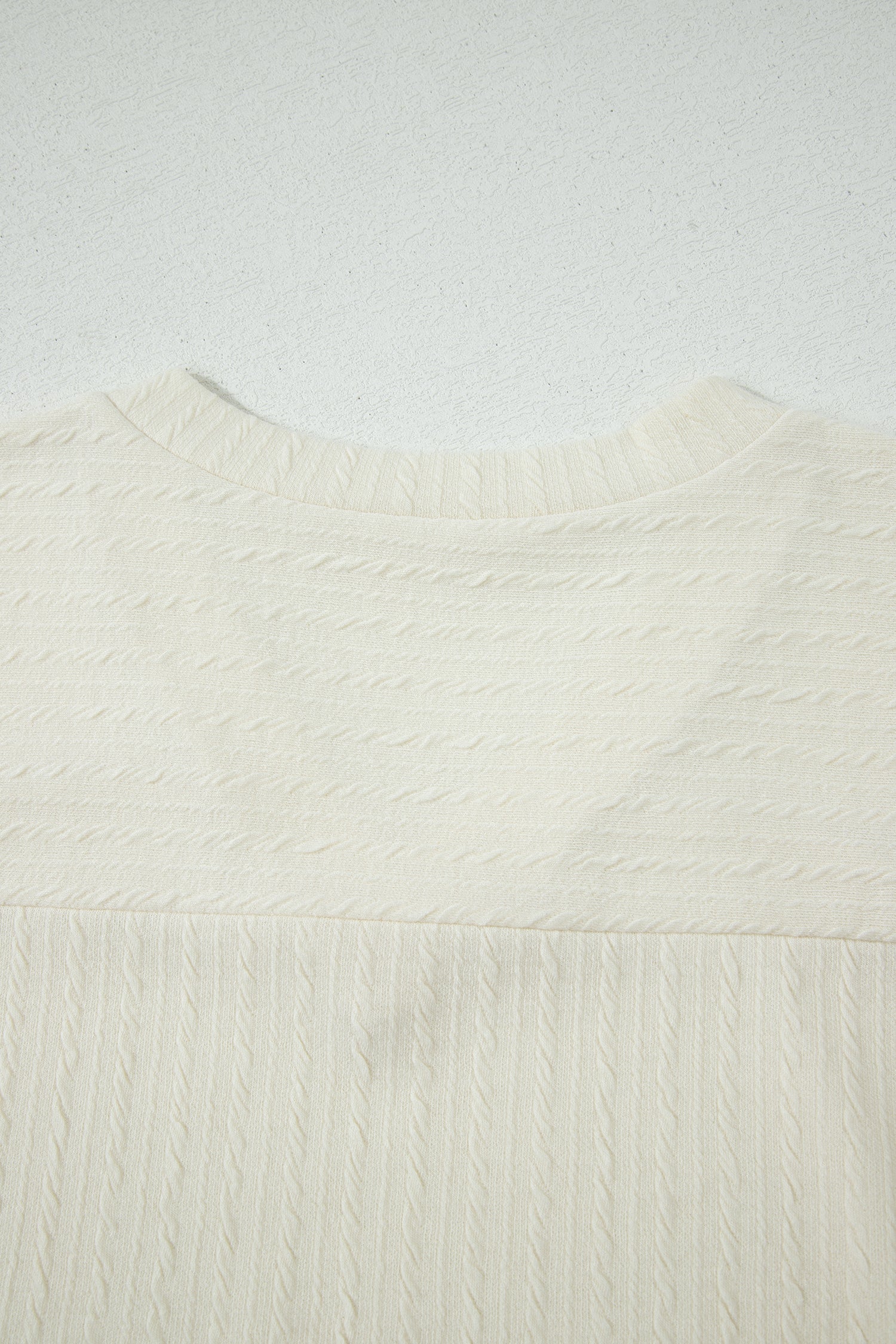 Beige Twisted Texture Knit V Neck T Shirt-Tops/Tops & Tees-[Adult]-[Female]-2022 Online Blue Zone Planet