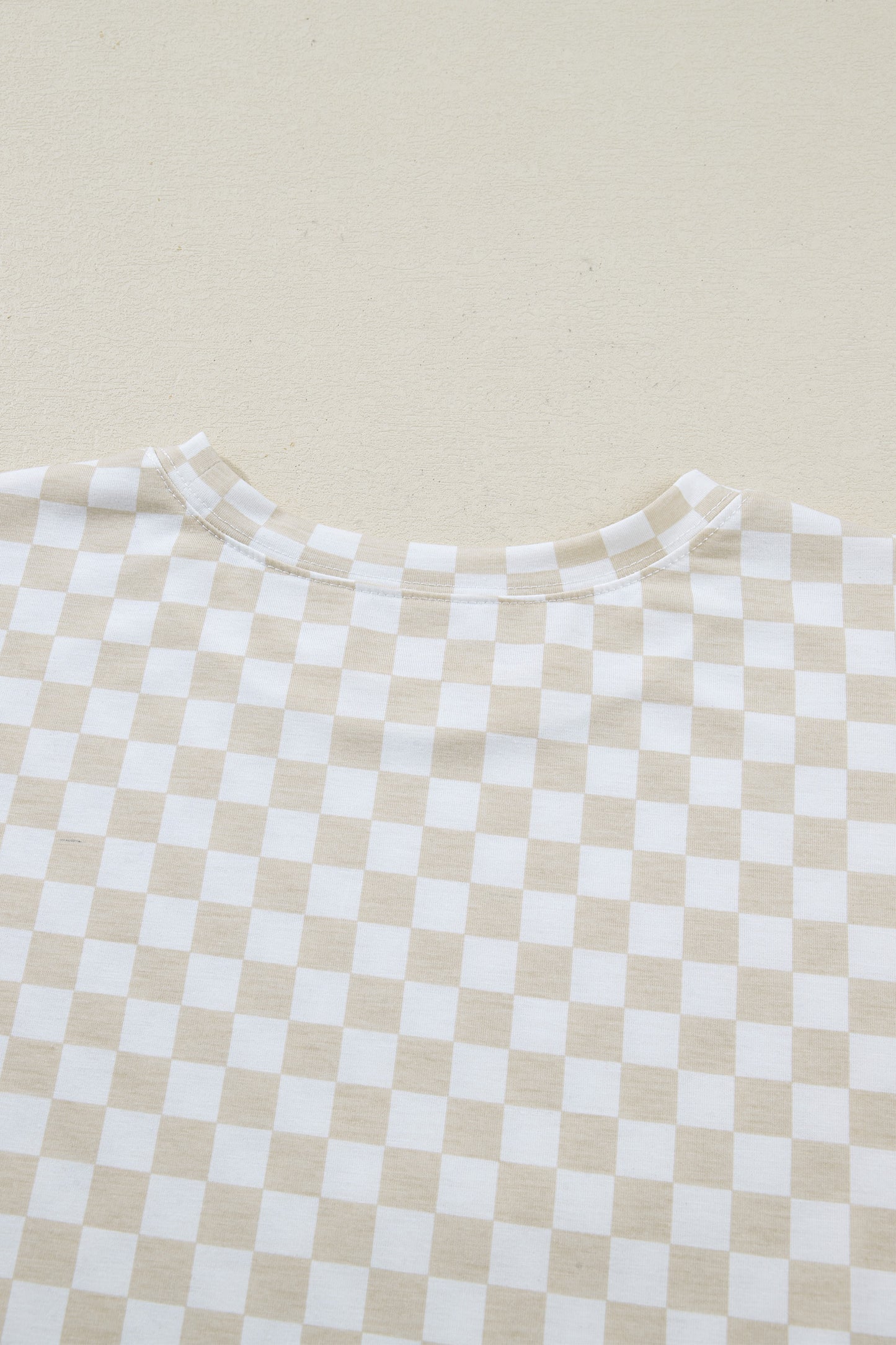 Khaki Checkered Print Half Sleeve Tee 2pcs Lounge Pant Set-Loungewear & Sleepwear/Loungewear-[Adult]-[Female]-2022 Online Blue Zone Planet