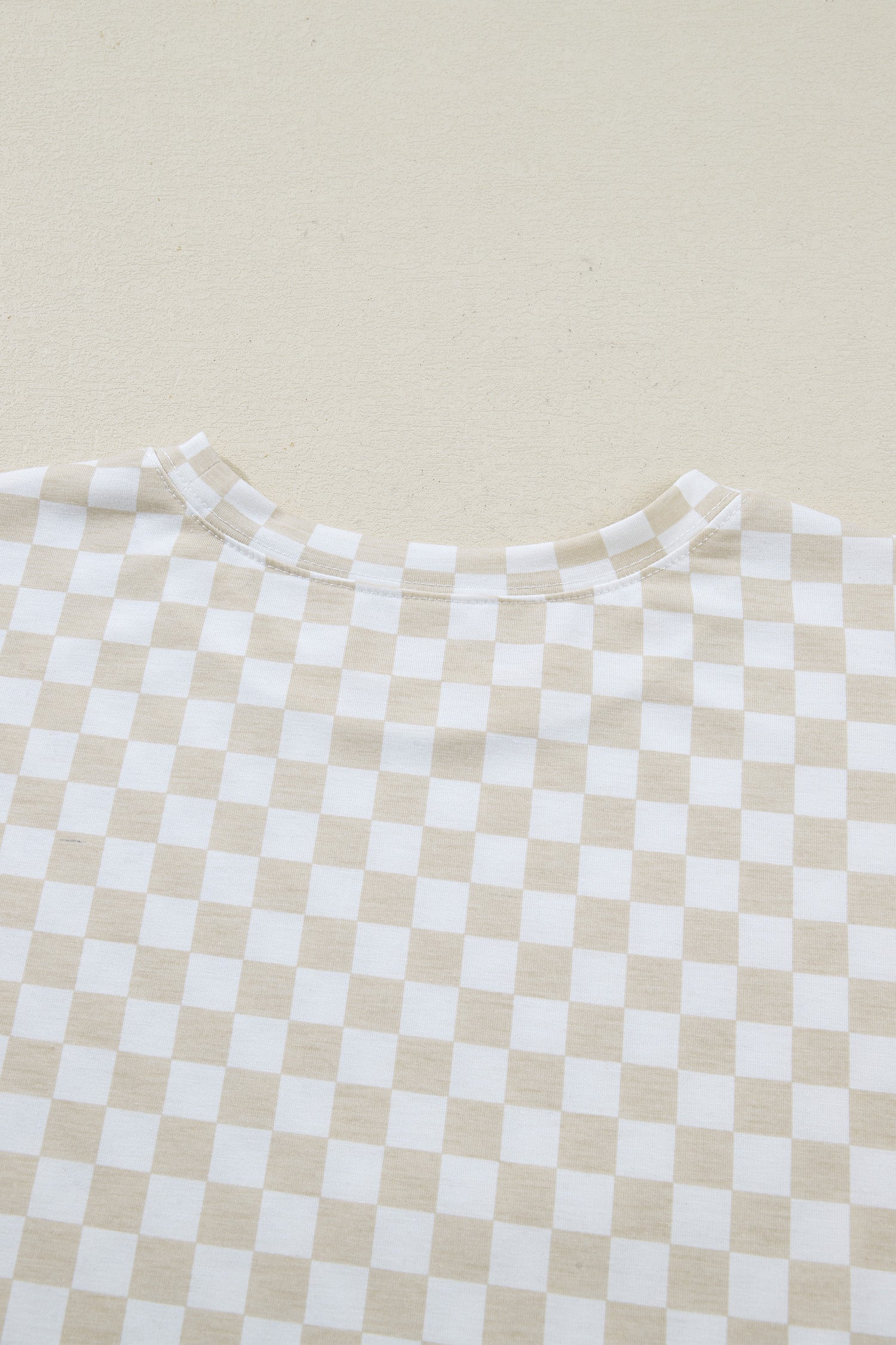 Khaki Checkered Print Half Sleeve Tee 2pcs Lounge Pant Set-Loungewear & Sleepwear/Loungewear-[Adult]-[Female]-2022 Online Blue Zone Planet