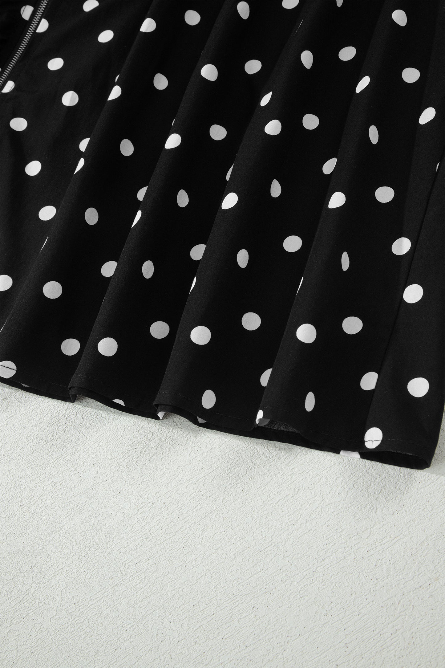 Black Polka Dot Print Contrast Trim V Neck Zip Up Sleeveless Dress-TOPS / DRESSES-[Adult]-[Female]-2022 Online Blue Zone Planet