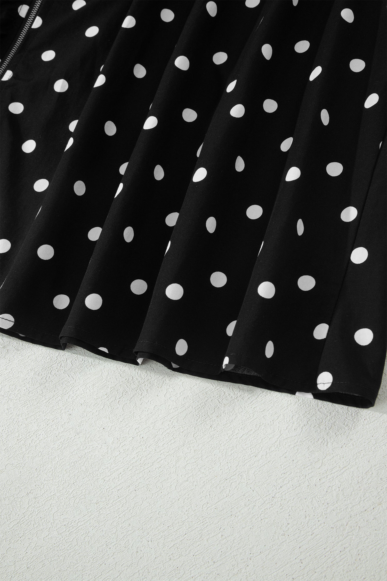 Black Polka Dot Print Contrast Trim V Neck Zip Up Sleeveless Dress-TOPS / DRESSES-[Adult]-[Female]-2022 Online Blue Zone Planet