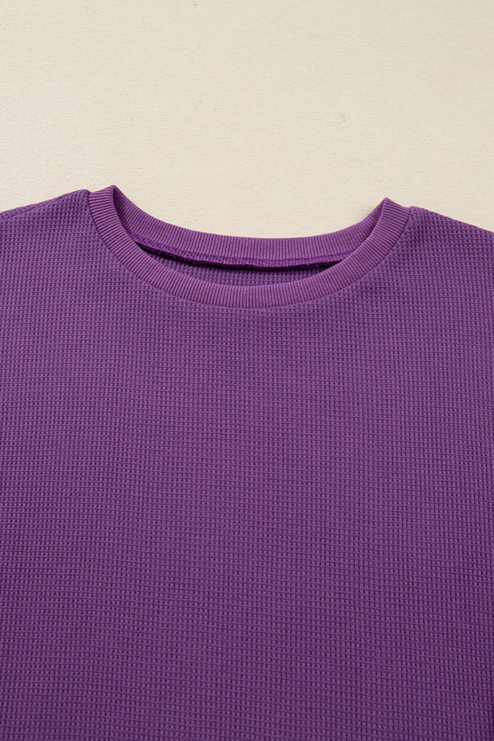 Orchid Mist Solid Color Raw Seam Patchwork Ribbed Drop Shoulder Sweatshirt-Tops/Sweatshirts & Hoodies-[Adult]-[Female]-2022 Online Blue Zone Planet