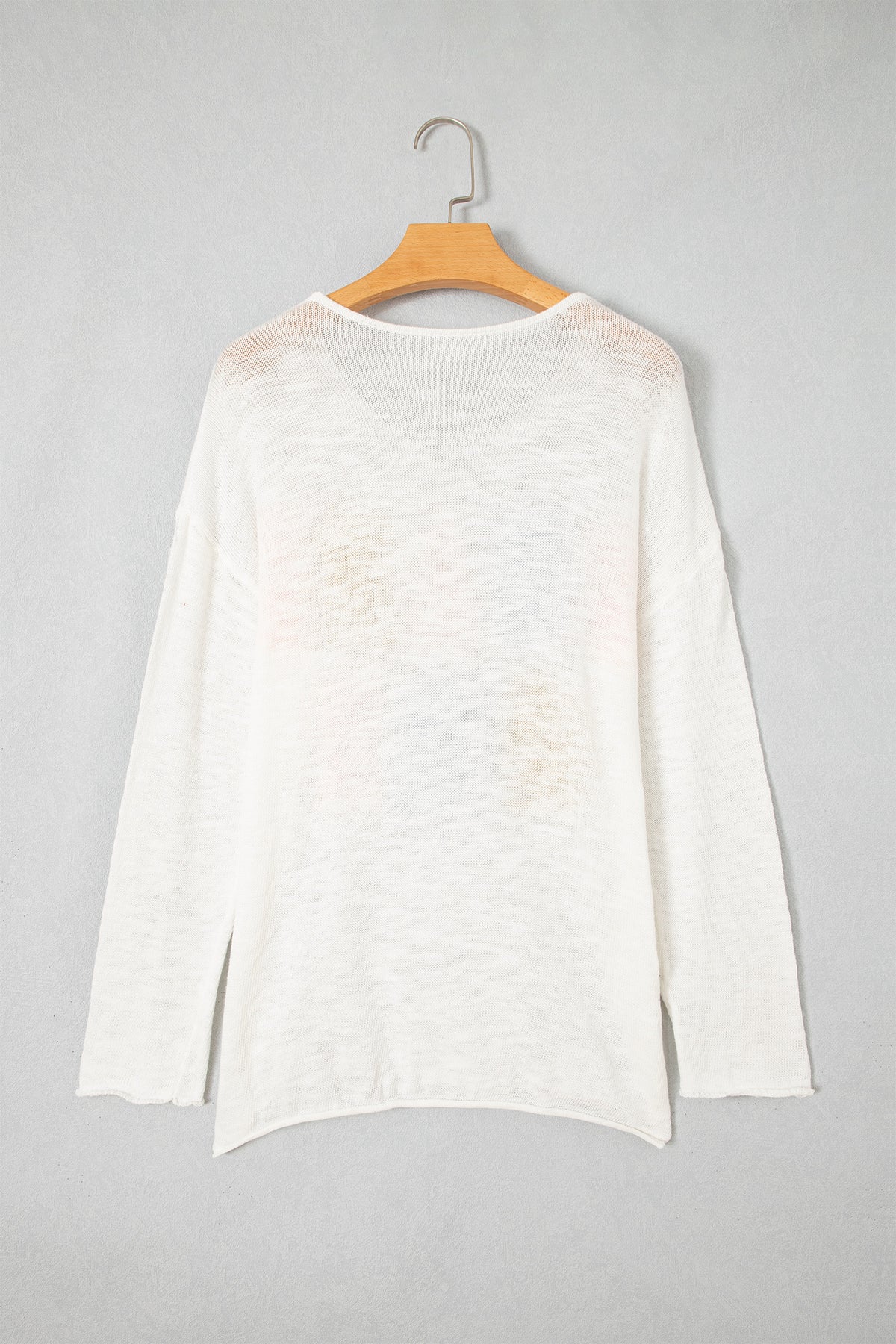 White V Neck Lightweight Knit BEACH SIDE Shift Tunic Sweater-Sweaters & Cardigans/Sweaters-[Adult]-[Female]-2022 Online Blue Zone Planet