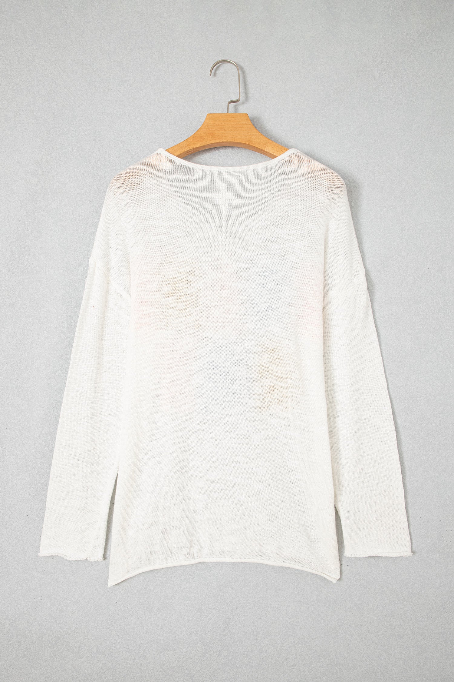 White V Neck Lightweight Knit BEACH SIDE Shift Tunic Sweater-Sweaters & Cardigans/Sweaters-[Adult]-[Female]-2022 Online Blue Zone Planet