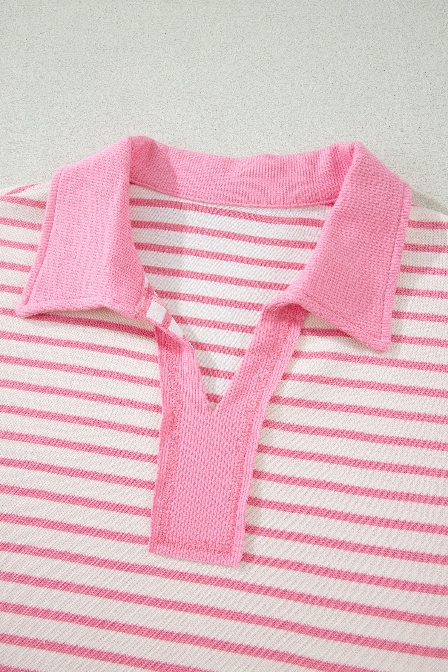 Pink Stripe Color Block Patchwork Polo Tee Drawstring Elastic Waist 2pcs Skort Set-Two Piece Sets/Two Piece Dresses-[Adult]-[Female]-2022 Online Blue Zone Planet