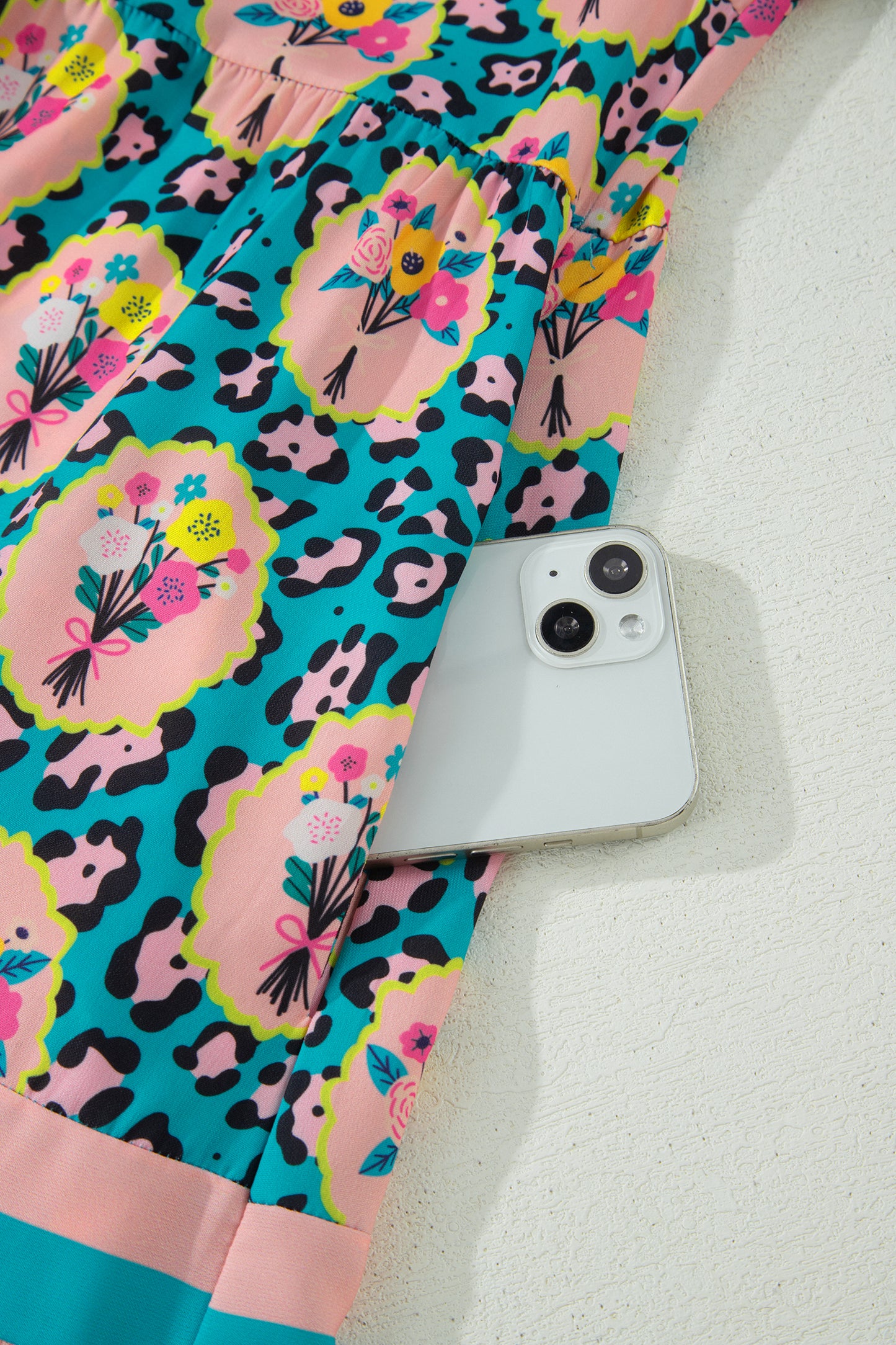 Green Leopard Floral Short Dress-TOPS / DRESSES-[Adult]-[Female]-2022 Online Blue Zone Planet
