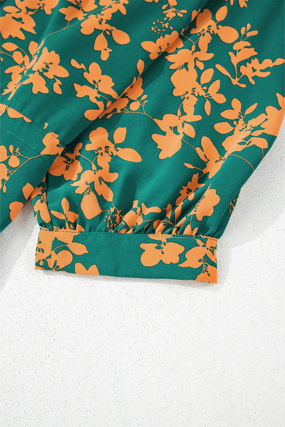 Blue Zone Planet | Green Floral Print Drawstring Tunic Flowy Short Dress-TOPS / DRESSES-[Adult]-[Female]-2022 Online Blue Zone Planet