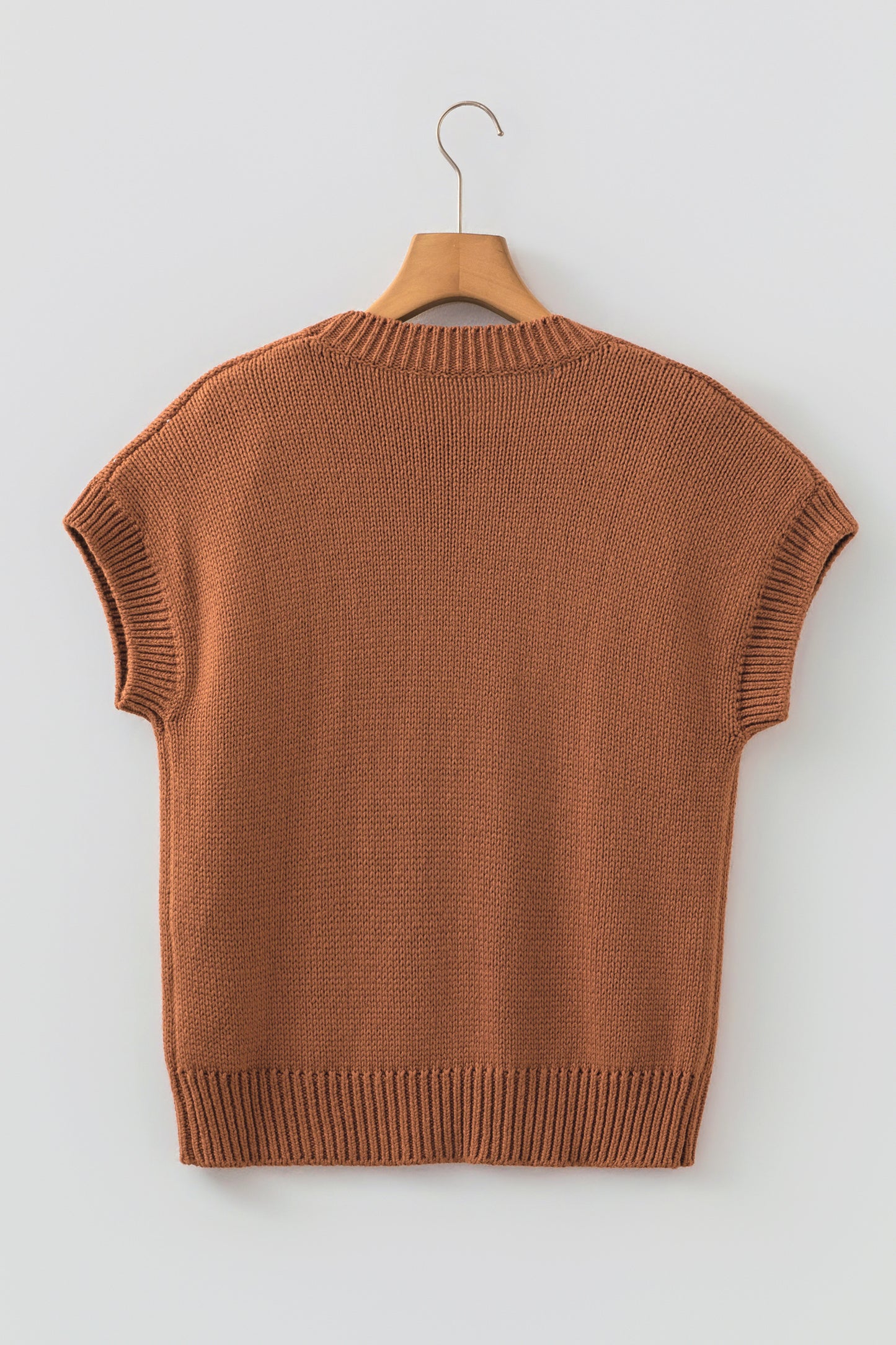 Chestnut Western Horseshoe Pattern Short Sleeve Knit Sweater-TOPS / DRESSES-[Adult]-[Female]-2022 Online Blue Zone Planet