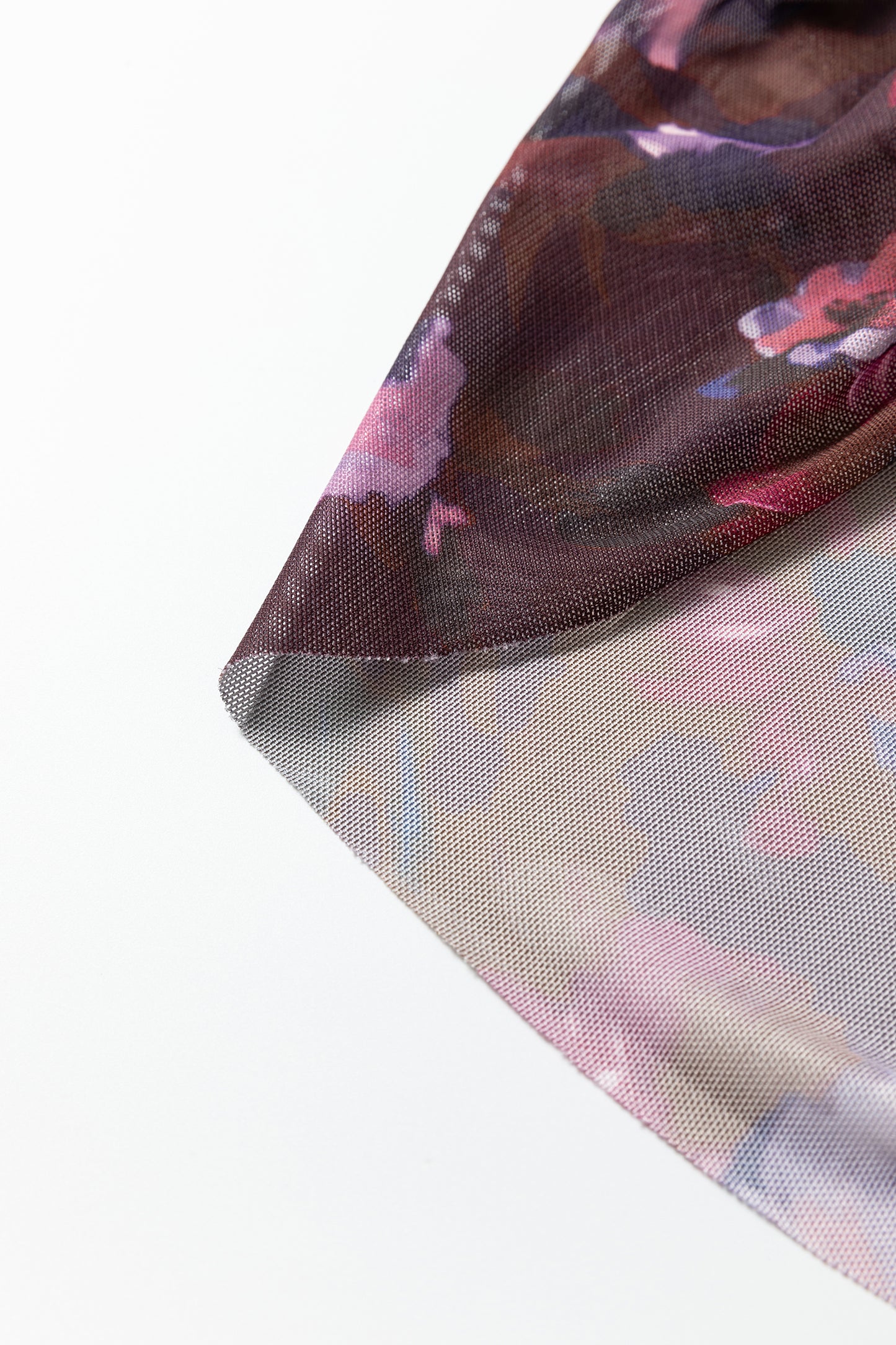 Brown High Neck Ruched Floral Mesh Top-Tops/Long Sleeve Tops-[Adult]-[Female]-2022 Online Blue Zone Planet