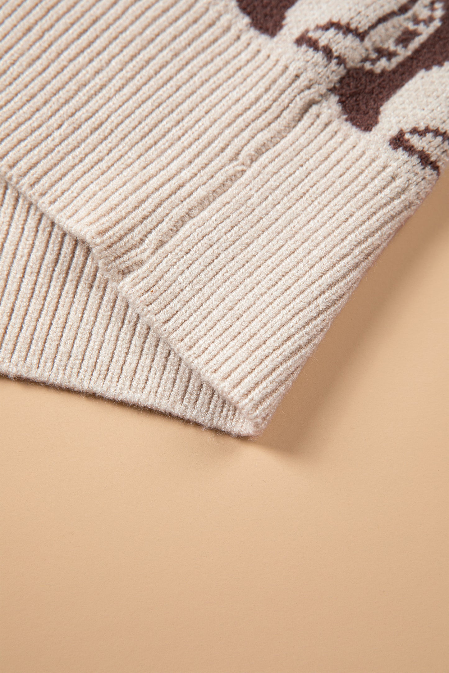 Brown Western Horseshoe Bow Pattern Button Front Sleeveless Knit Sweater-Sweaters & Cardigans/Sweater Vests-[Adult]-[Female]-2022 Online Blue Zone Planet