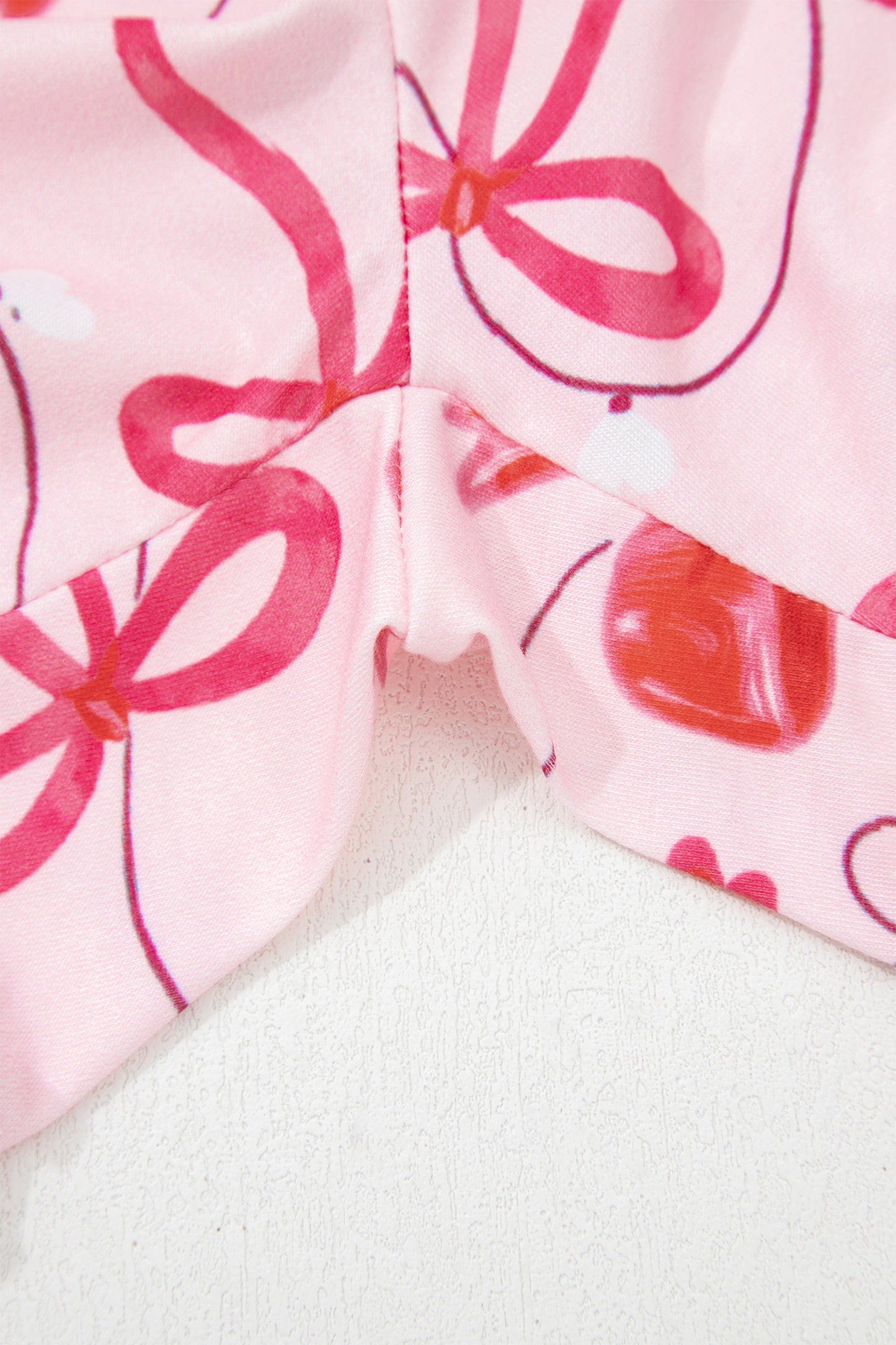 Red Romantic Bow Print Loose Tee Drawstring Shorts 2pcs Lounge Set-Loungewear & Sleepwear/Loungewear-[Adult]-[Female]-2022 Online Blue Zone Planet