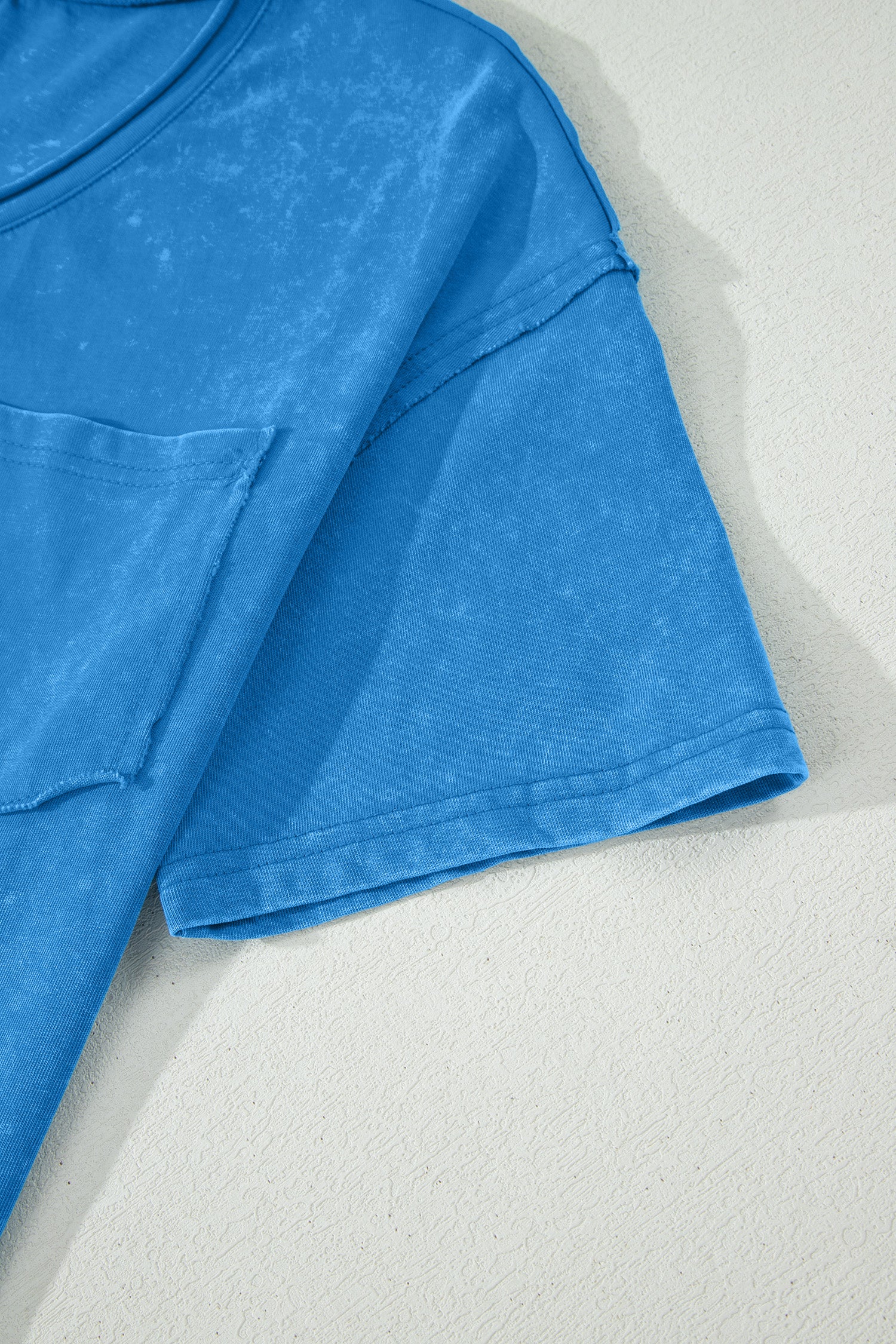 Blue Cotton Mineral Wash T Shirt-Tops/Tops & Tees-[Adult]-[Female]-2022 Online Blue Zone Planet