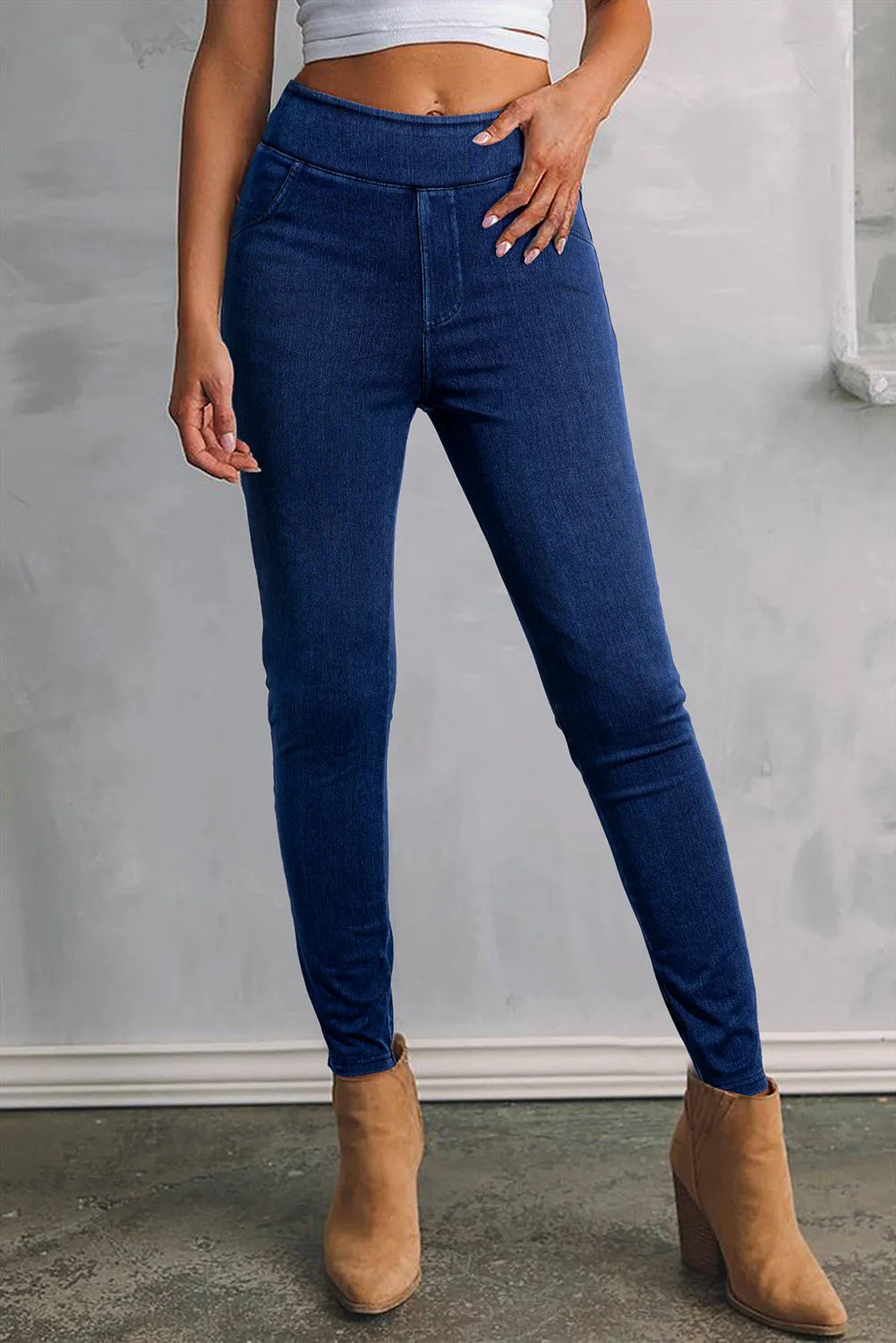 Skinny Jeans with Pockets-[Adult]-[Female]-Medium-S-2022 Online Blue Zone Planet