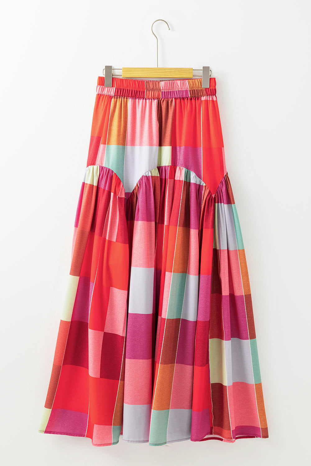 Color Block Elastic Waist Maxi Skirt-BOTTOMS SIZES SMALL MEDIUM LARGE-[Adult]-[Female]-2022 Online Blue Zone Planet