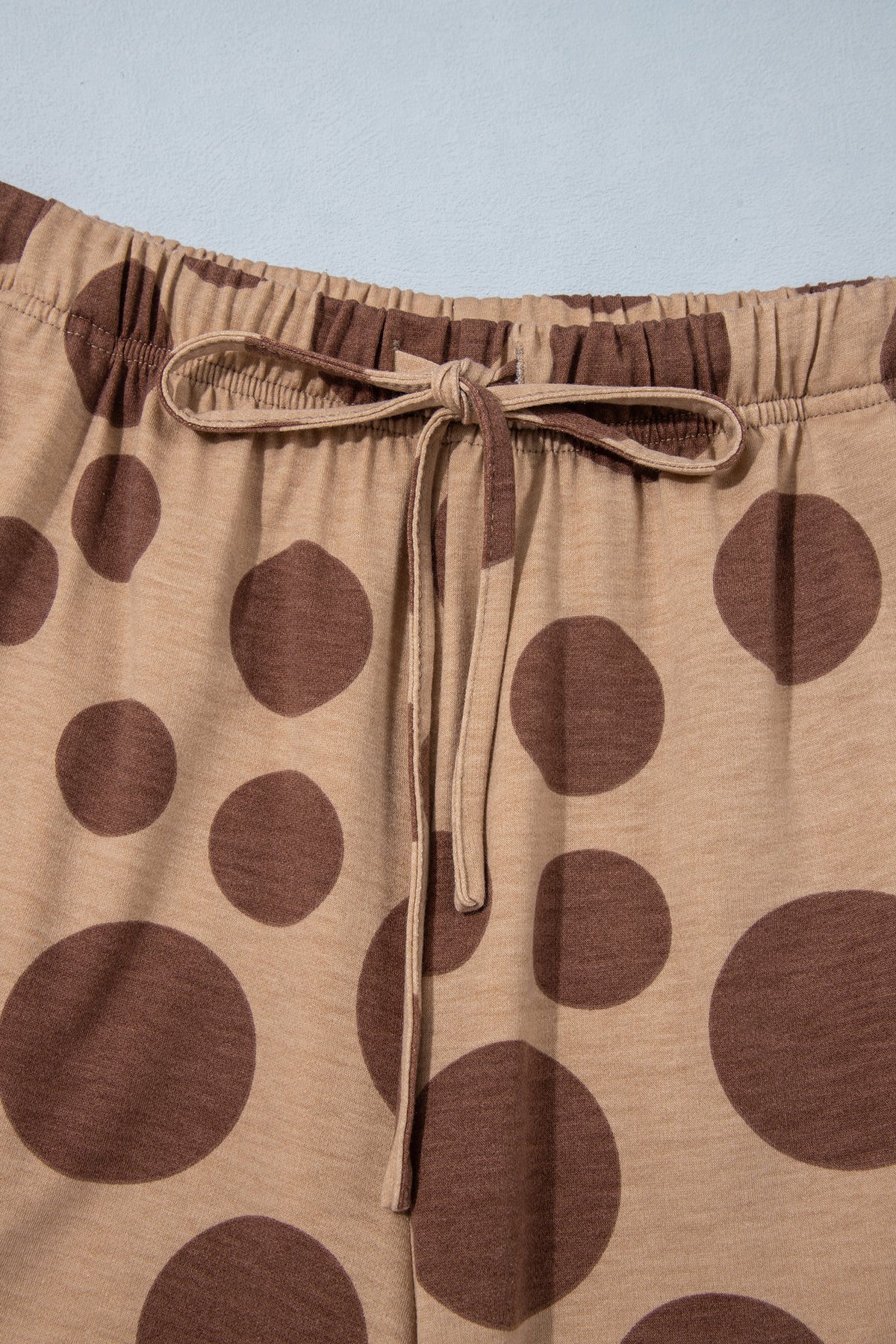 Khaki Polka Dot Long Sleeve Top Drawstring Relaxed Pants Set-Two Piece Sets/Pant Sets-[Adult]-[Female]-2022 Online Blue Zone Planet