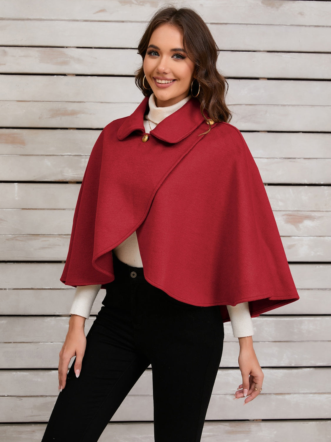 Collared Neck Cropped Cape-TOPS / DRESSES-[Adult]-[Female]-2022 Online Blue Zone Planet