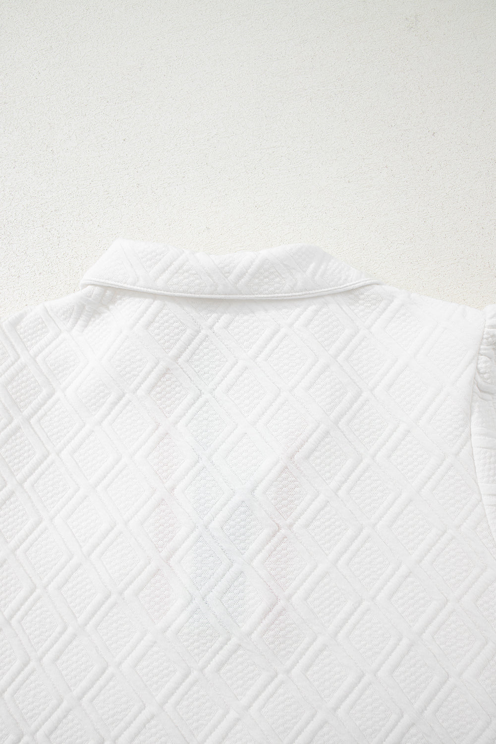 White Textured Jacquard Colorblock Edge Puff Sleeve Quarter Zip Mini Dress-TOPS / DRESSES-[Adult]-[Female]-2022 Online Blue Zone Planet