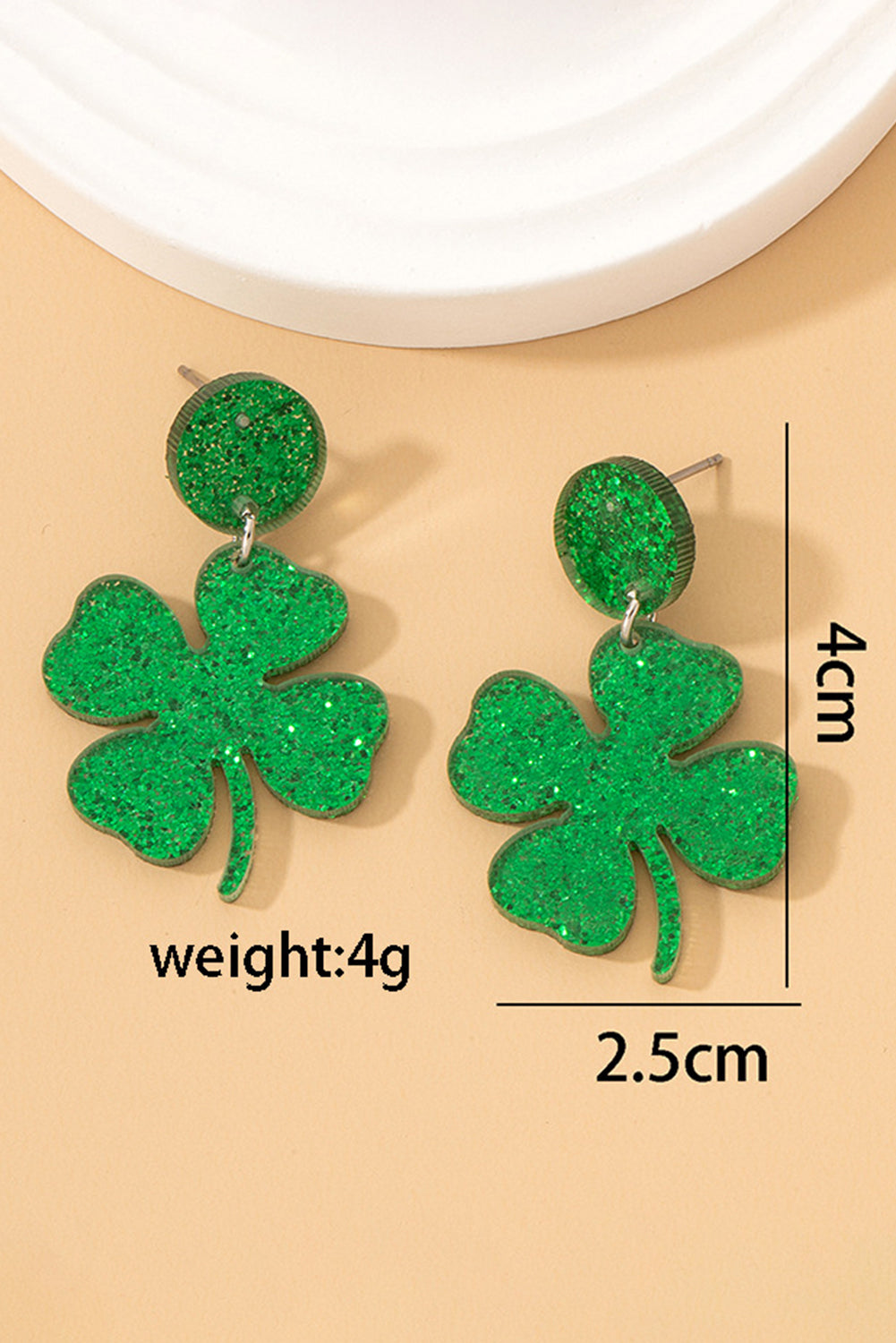 Blackish Green St Patricks Clover Shape Stud Earrings-Earrings-[Adult]-[Female]-Blackish Green-ONE SIZE-2022 Online Blue Zone Planet