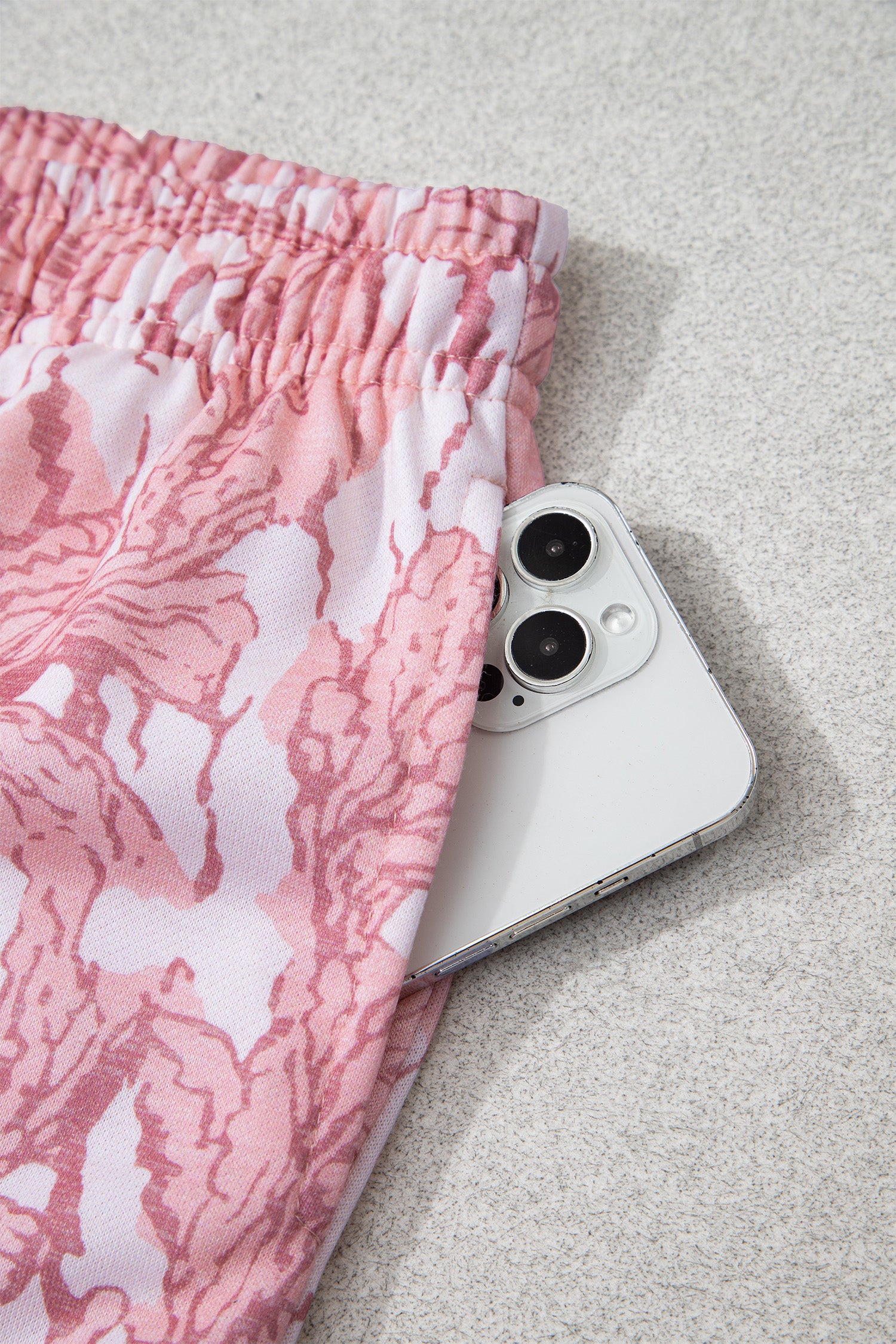 Pink Abstract Floral Print Loose Pullover Drawstring Pants 2pcs Set-Two Piece Sets/Pant Sets-[Adult]-[Female]-2022 Online Blue Zone Planet