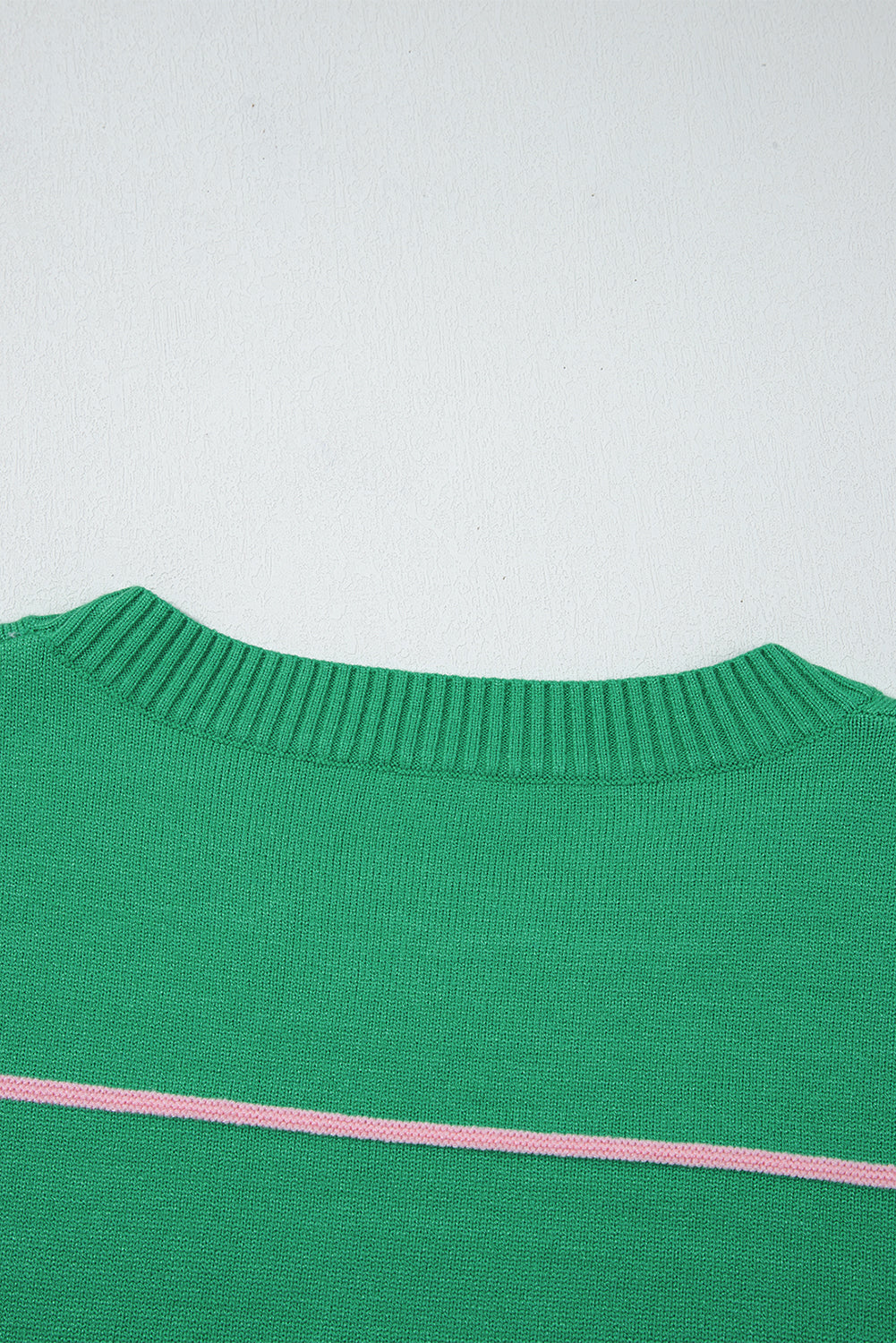 Green Colorblock Striped Half Sleeve Drop Shoulder Sweater-TOPS / DRESSES-[Adult]-[Female]-2022 Online Blue Zone Planet