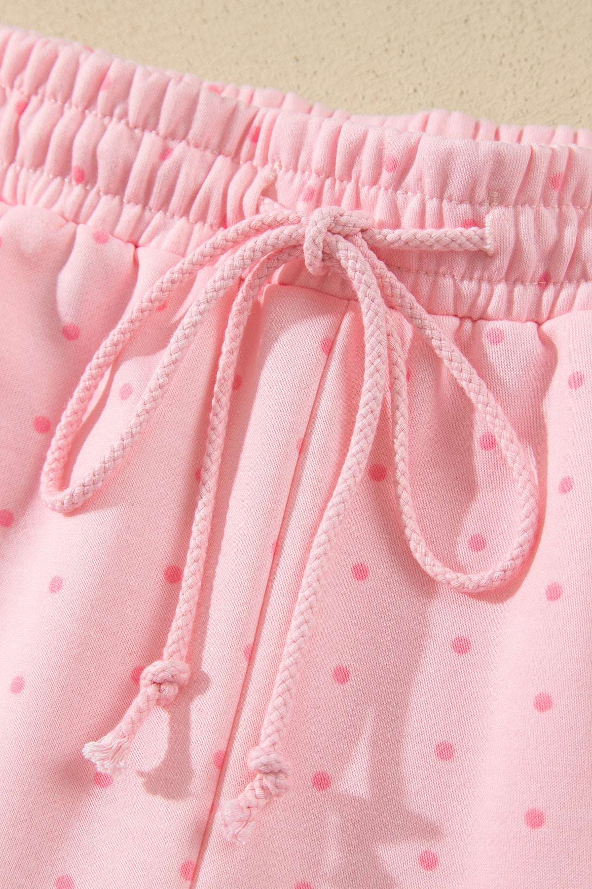Pink Polka Dot Printed Oversized Hoodie Casual Shorts 2pcs Set-Tops / Dresses-[Adult]-[Female]-2022 Online Blue Zone Planet
