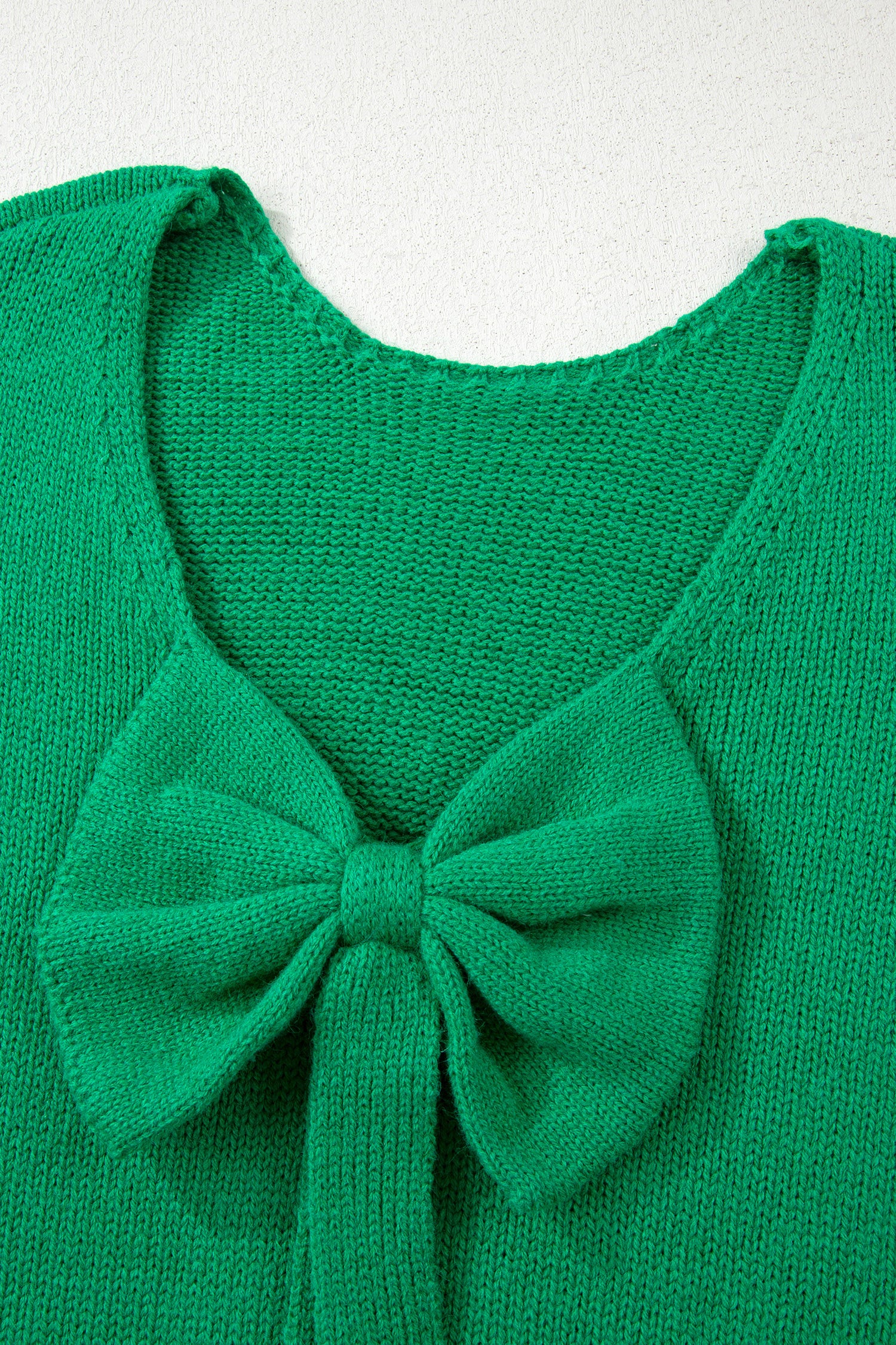 Bright Green Festive Bow Backless Bubble Sleeve Sweater-TOPS / DRESSES-[Adult]-[Female]-2022 Online Blue Zone Planet