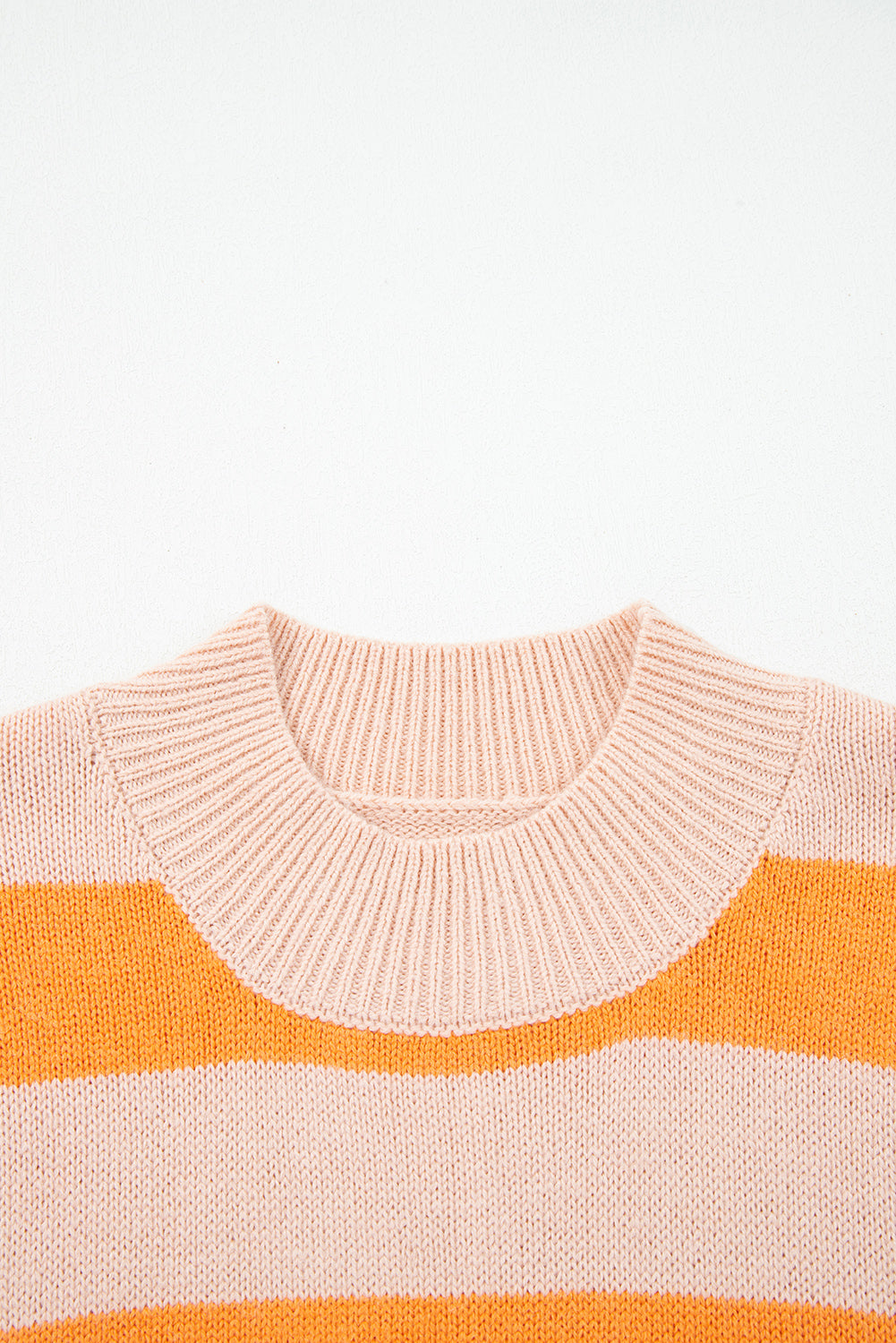Orange Stripe Color Block High Neck Drop Shoulder Cozy Sweater-Sweaters & Cardigans/Sweaters-[Adult]-[Female]-2022 Online Blue Zone Planet