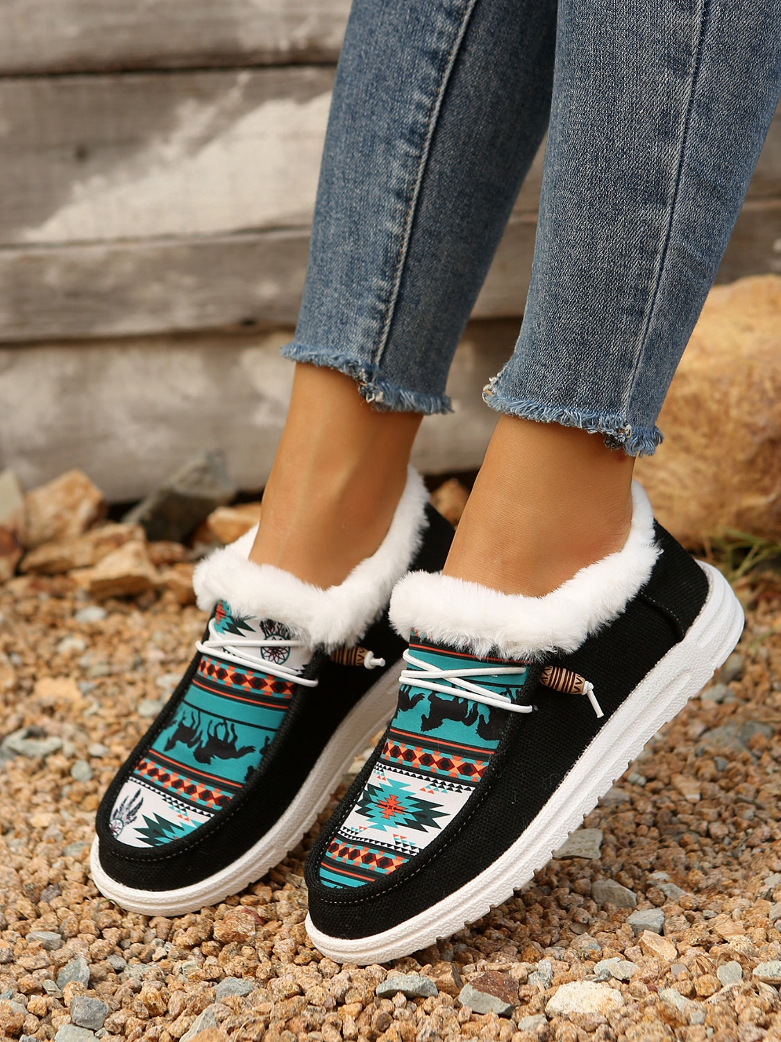 Printed Round Toe Flat Slip-Ons-SHOES-[Adult]-[Female]-2022 Online Blue Zone Planet