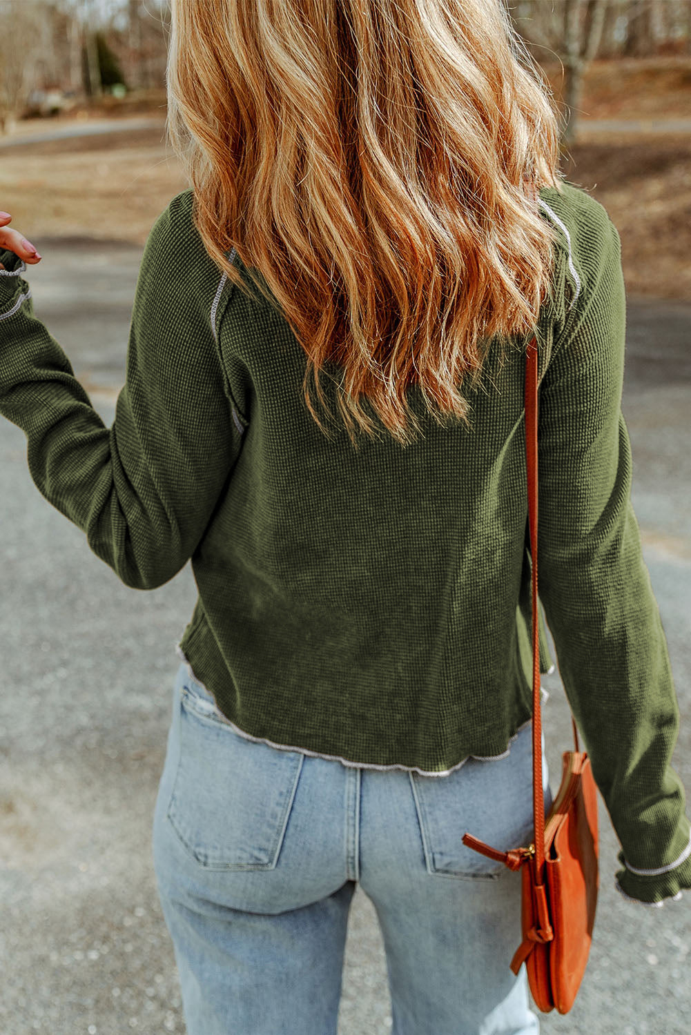 Blue Zone Planet |  Black Textured Round Neck Long Sleeve Top