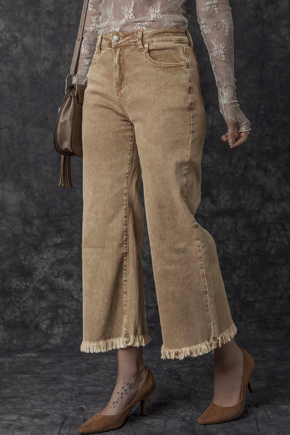 Myosotis Acid Washed High Rise Cropped Wide Leg Jeans-Bottoms/Jeans-[Adult]-[Female]-2022 Online Blue Zone Planet