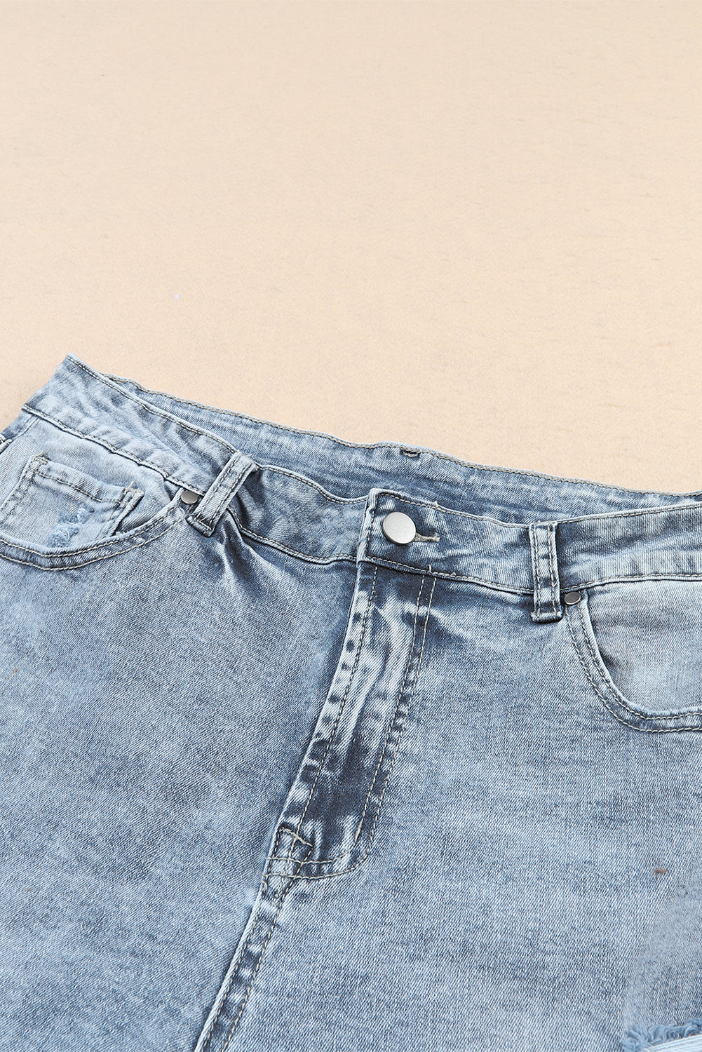 Sky Blue Light Wash Frayed Slim Fit High Waist Jeans-Jeans-[Adult]-[Female]-2022 Online Blue Zone Planet